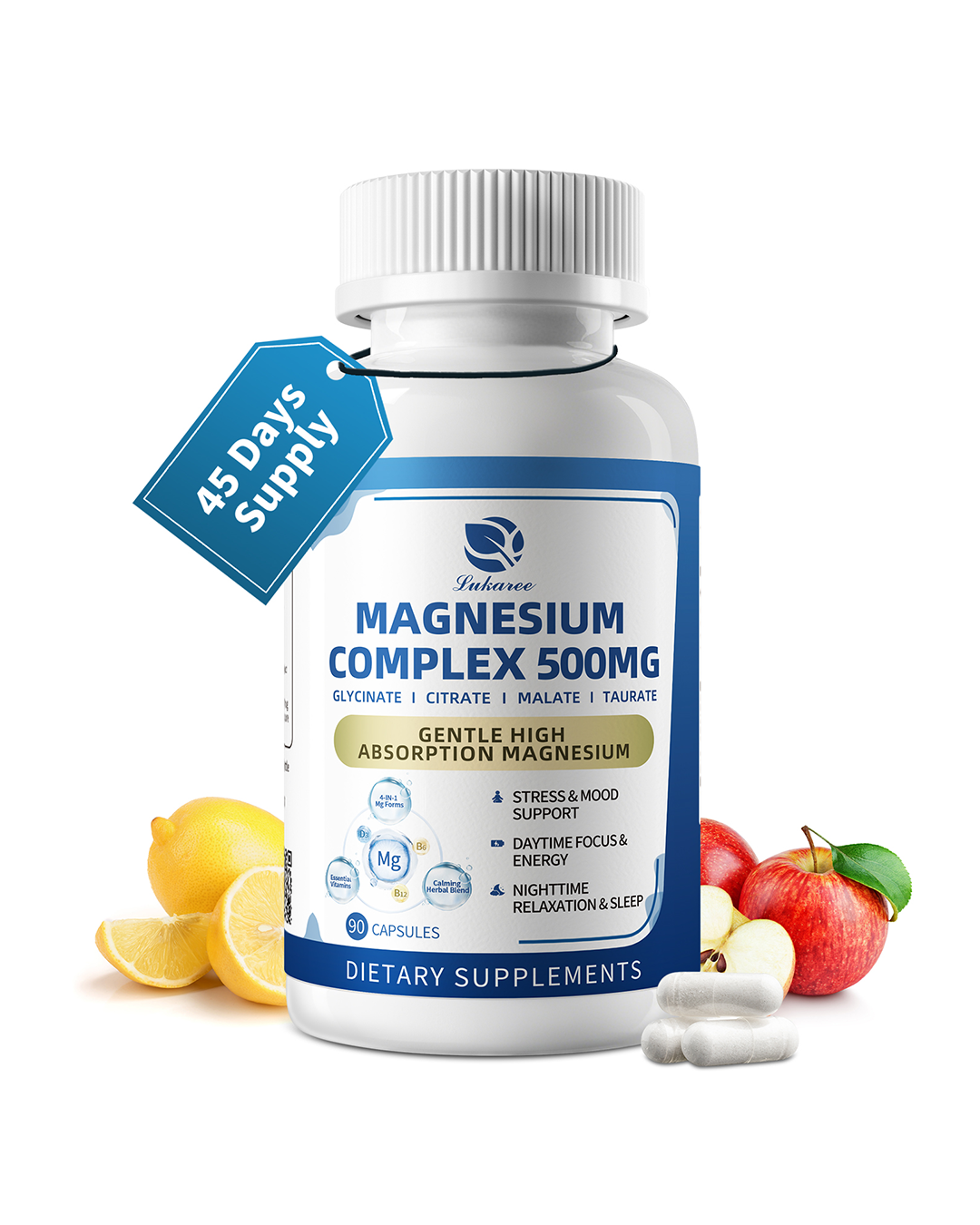 Lukaree 4-in-1 Magnesium Complex 500mg High Absorption Vegan Capsules