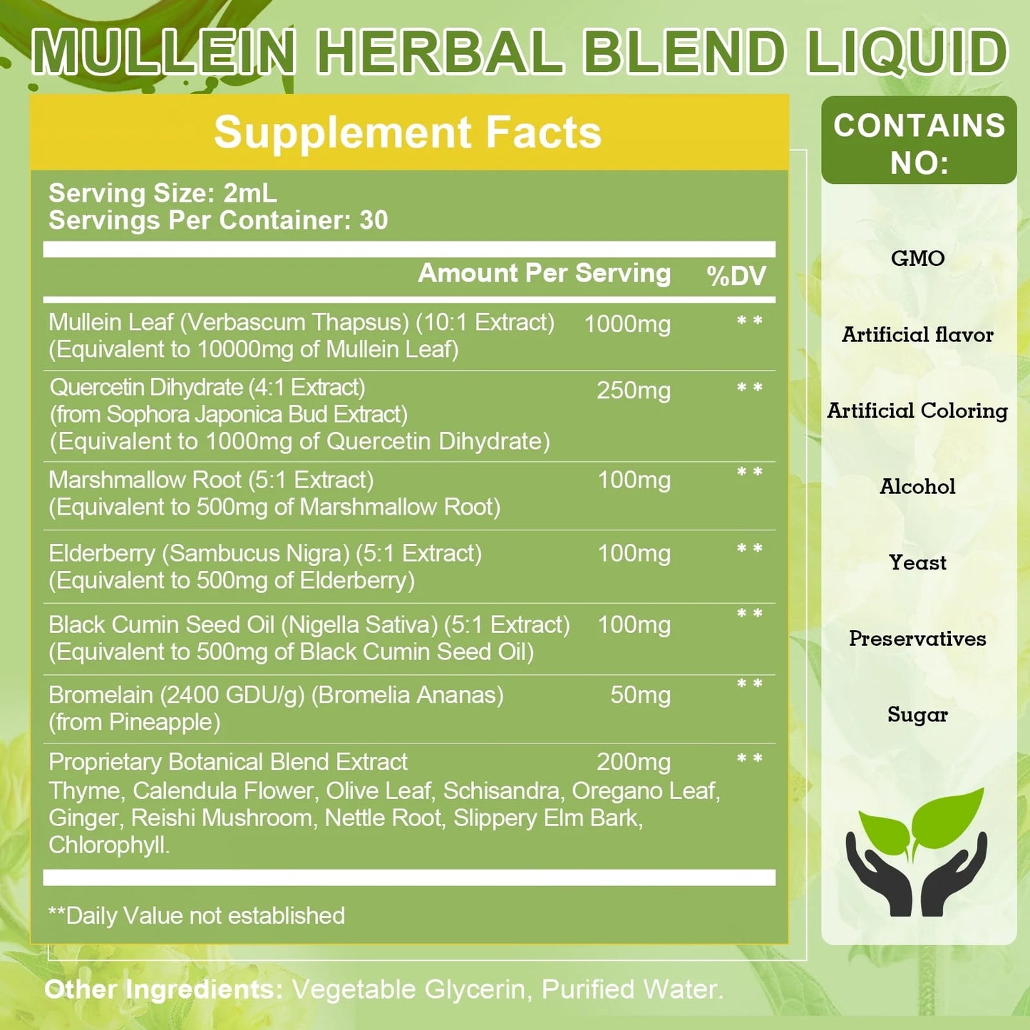Mullein Drops for Lungs 300,000‬mg, Lung Detox & Cleanse, 16 in 1 Vegan Mullein Leaf Extract Tincture with Chlorophyll, Elderberry, etc, Natural Herbal Supplement for Respiratory, Immune, 30 Servings