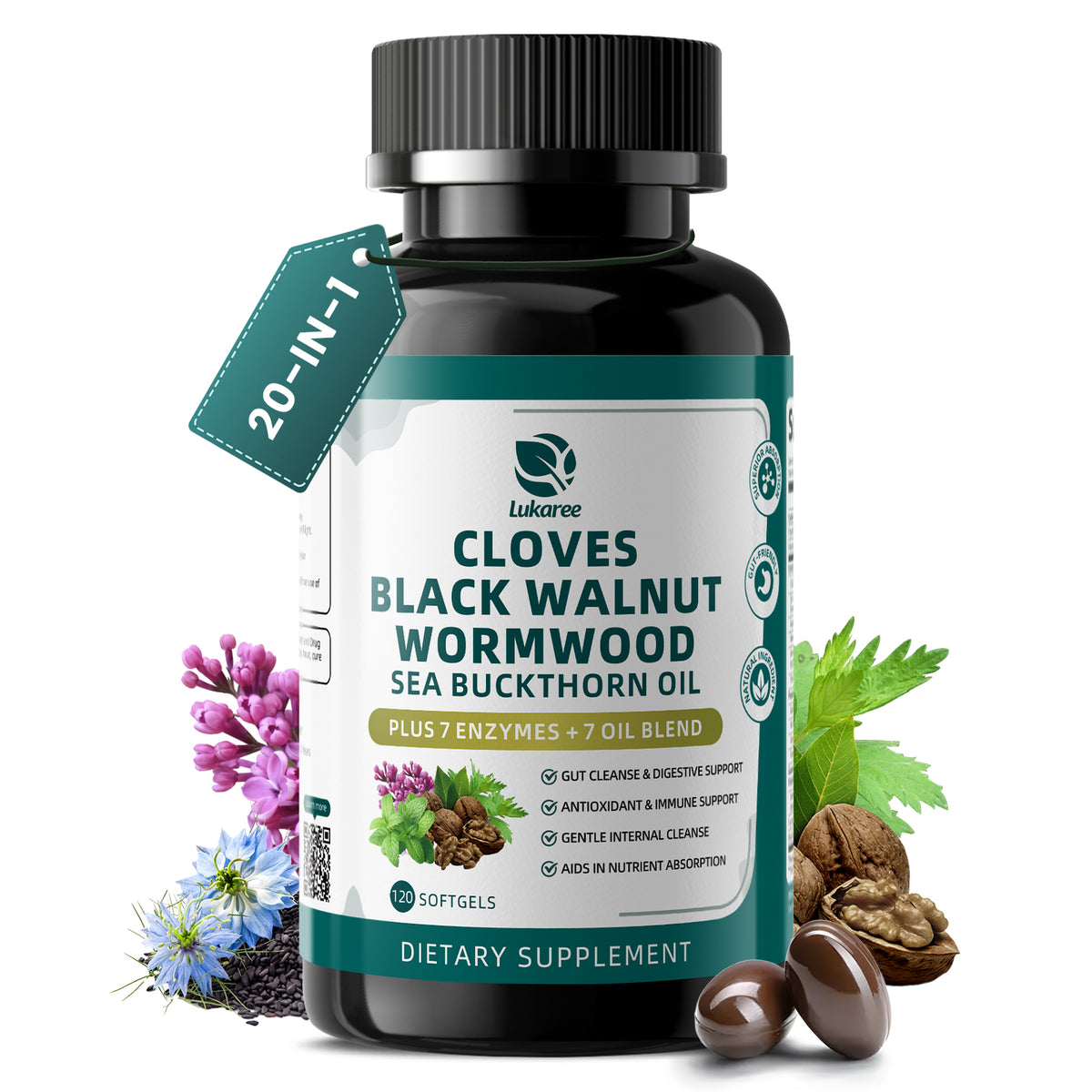 Oil-Based Black Walnut & Wormwood Gut Detox Softgels
