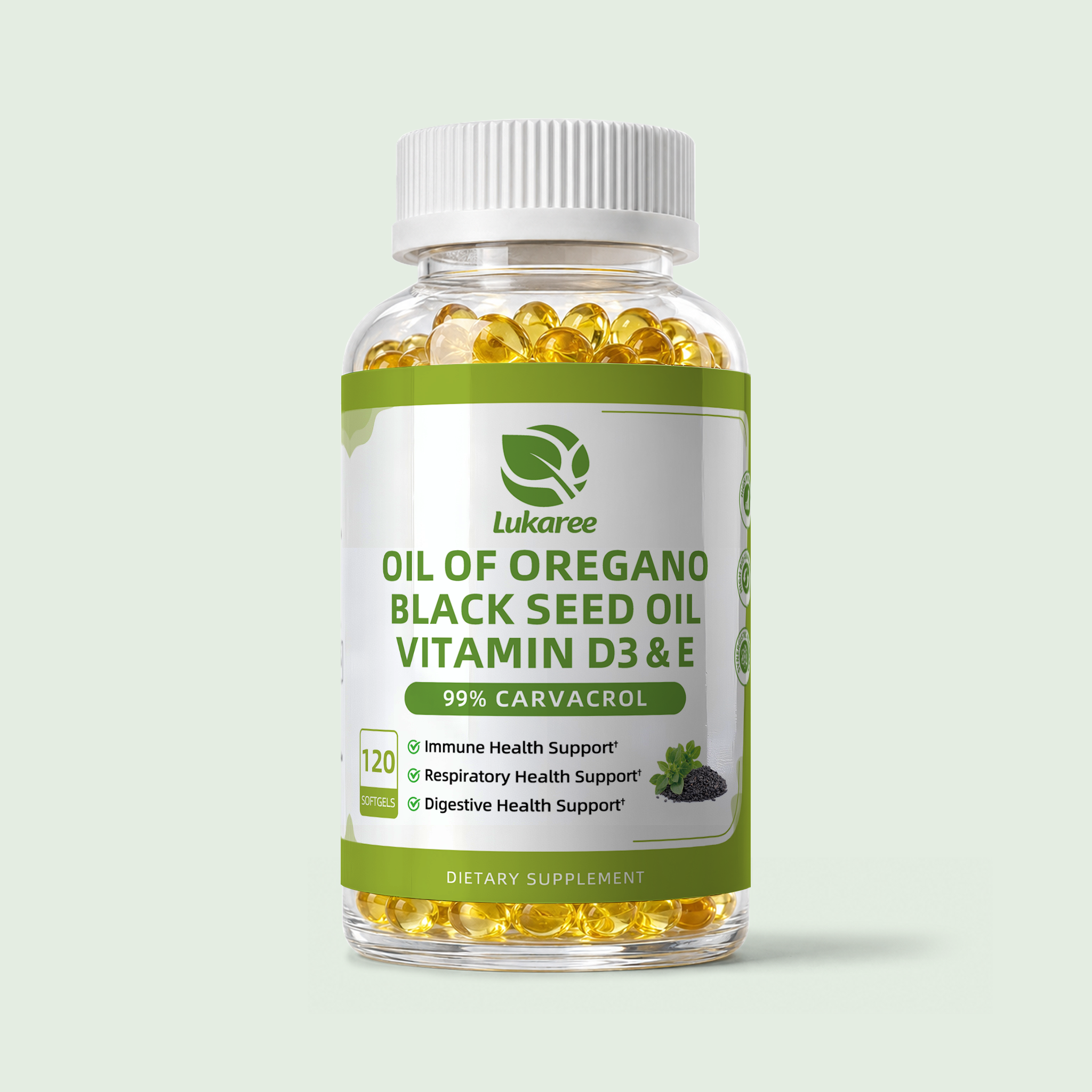 Oregano Oil Softgels with Black Seed Oil • 120 Count