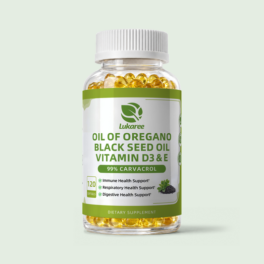 Pure Oregano Oil Softgels, Oil of Oregano with Black Seed Oil, Garlic Oil, Vitamin D3 E for Immune Heart Digestive Support - Antioxidant Supplement Softgels for Bone Health & Energy Boost