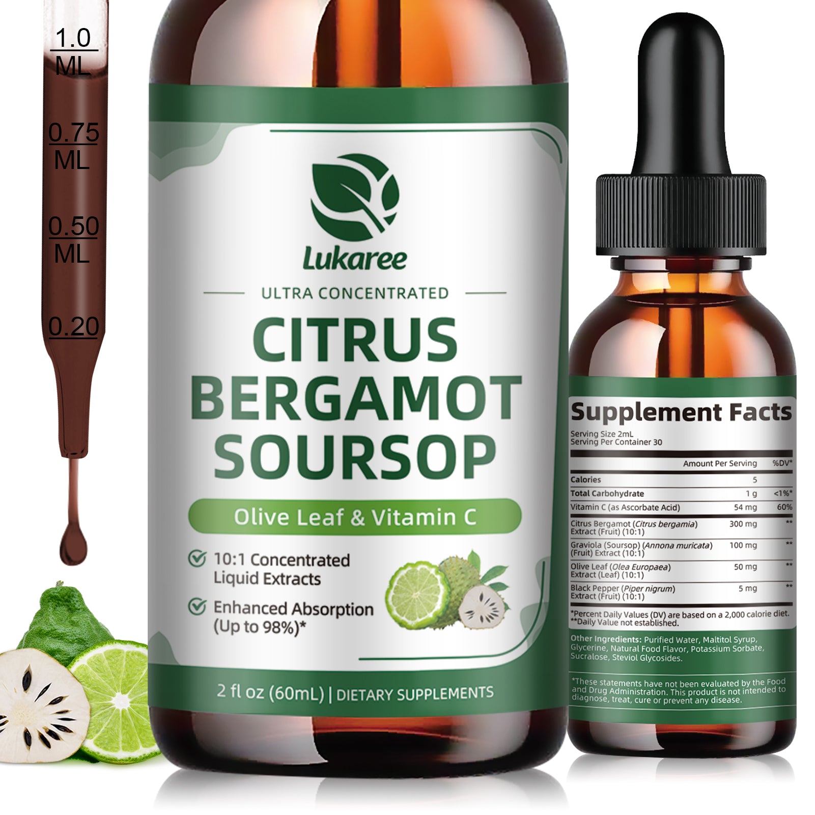 Citrus Bergamot Drops for Heart & Cholesterol Support • 2 fl oz (60ml)