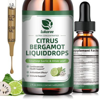 Lukaree Citrus Bergamot Liquid Drops – 6-in-1 Advanced Heart & Cholesterol Support