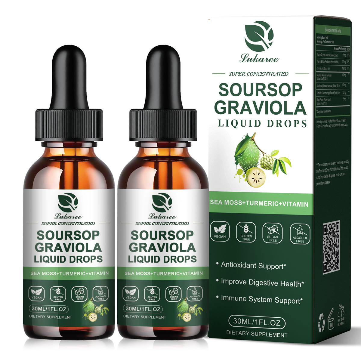 Soursop & Sea Moss Liquid Drops • 1 fl oz (2-Pack)