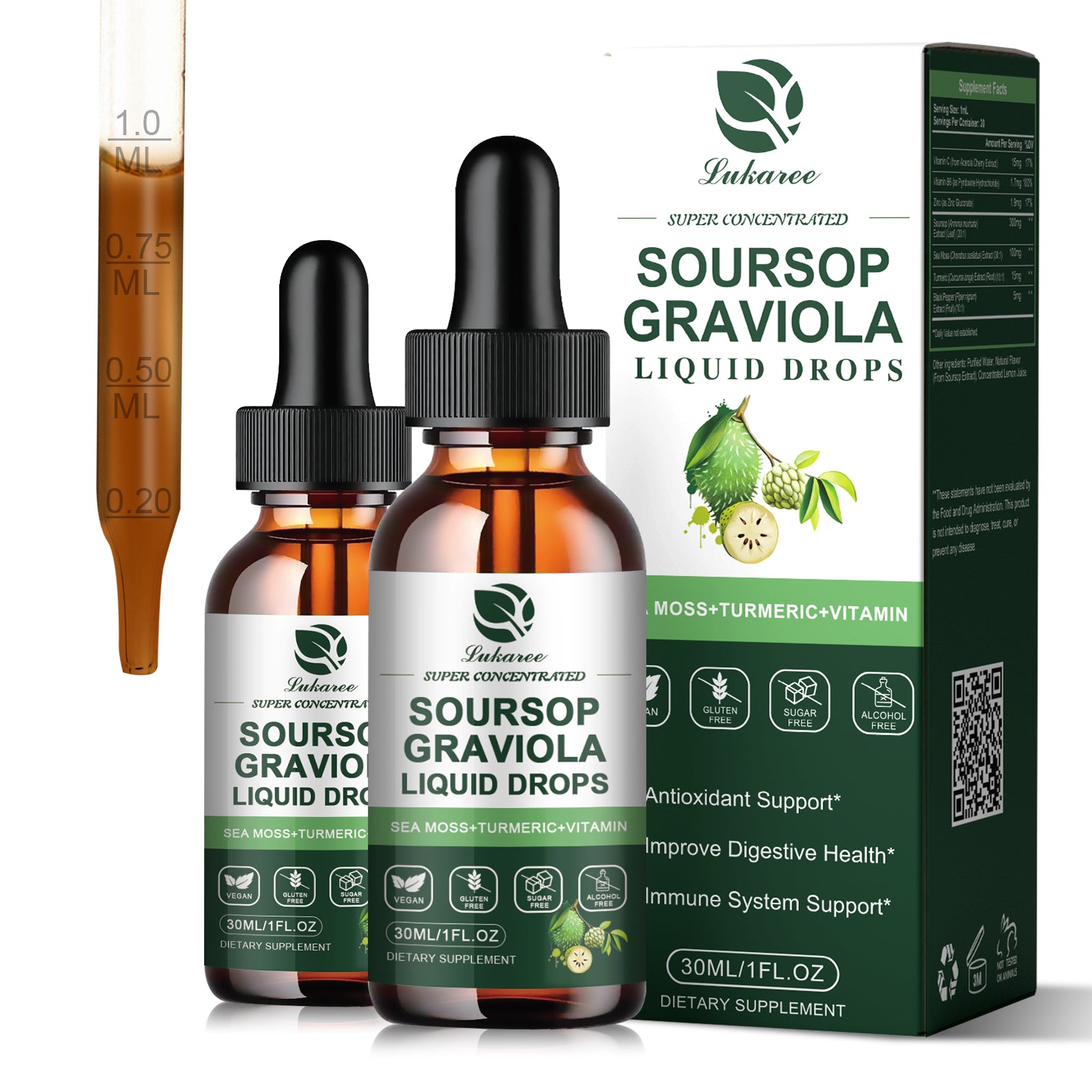 7-In-1 Soursop & Sea Moss Extract Liquid Drops • 1 fl oz (2-Pack)