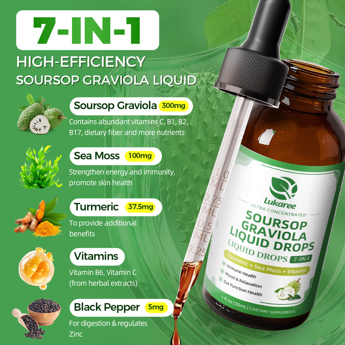 7-IN-1 Soursop Liquid Drops • 1 fl oz (2-Pack)