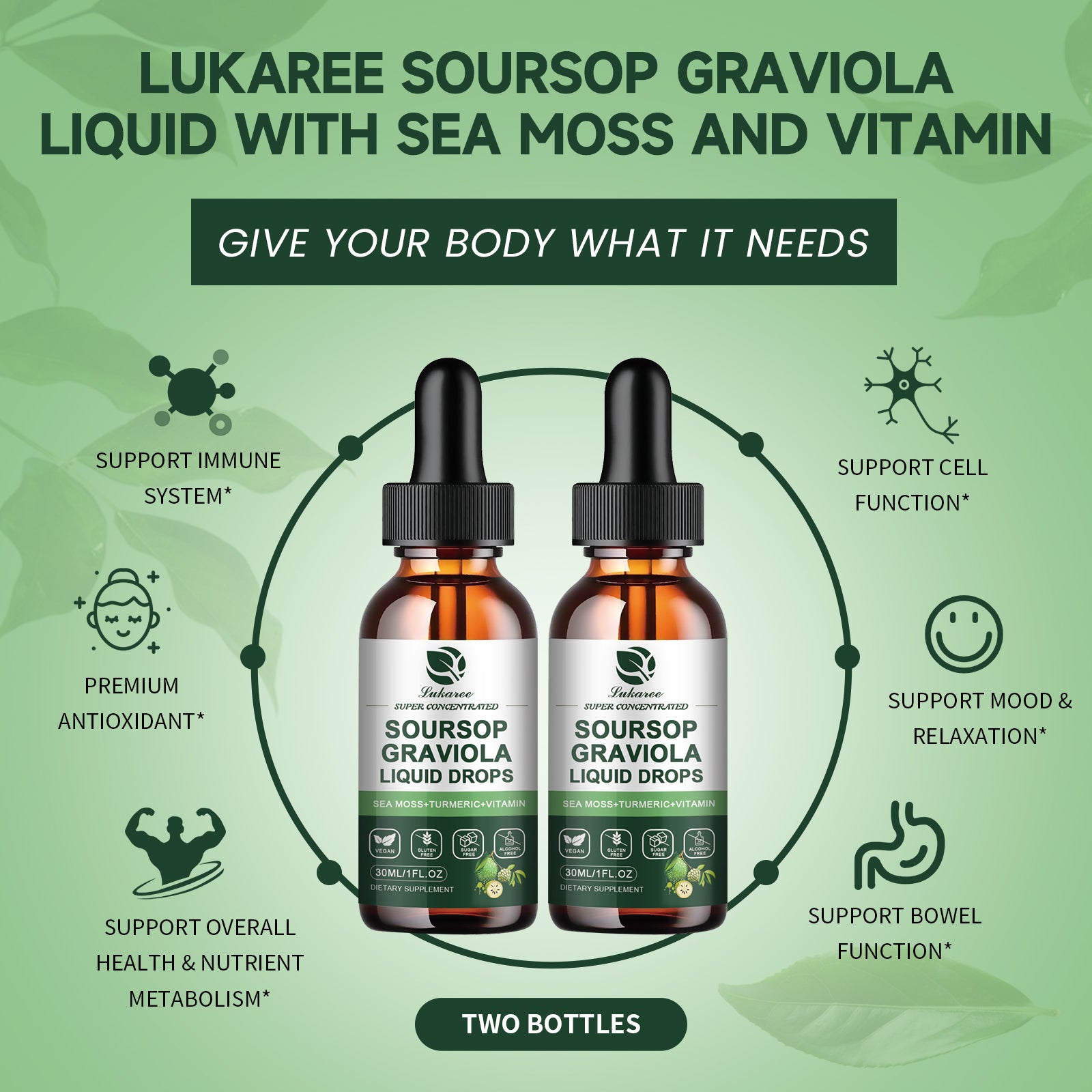 7-In-1 Soursop & Sea Moss Extract Liquid Drops • 1 fl oz (2-Pack)