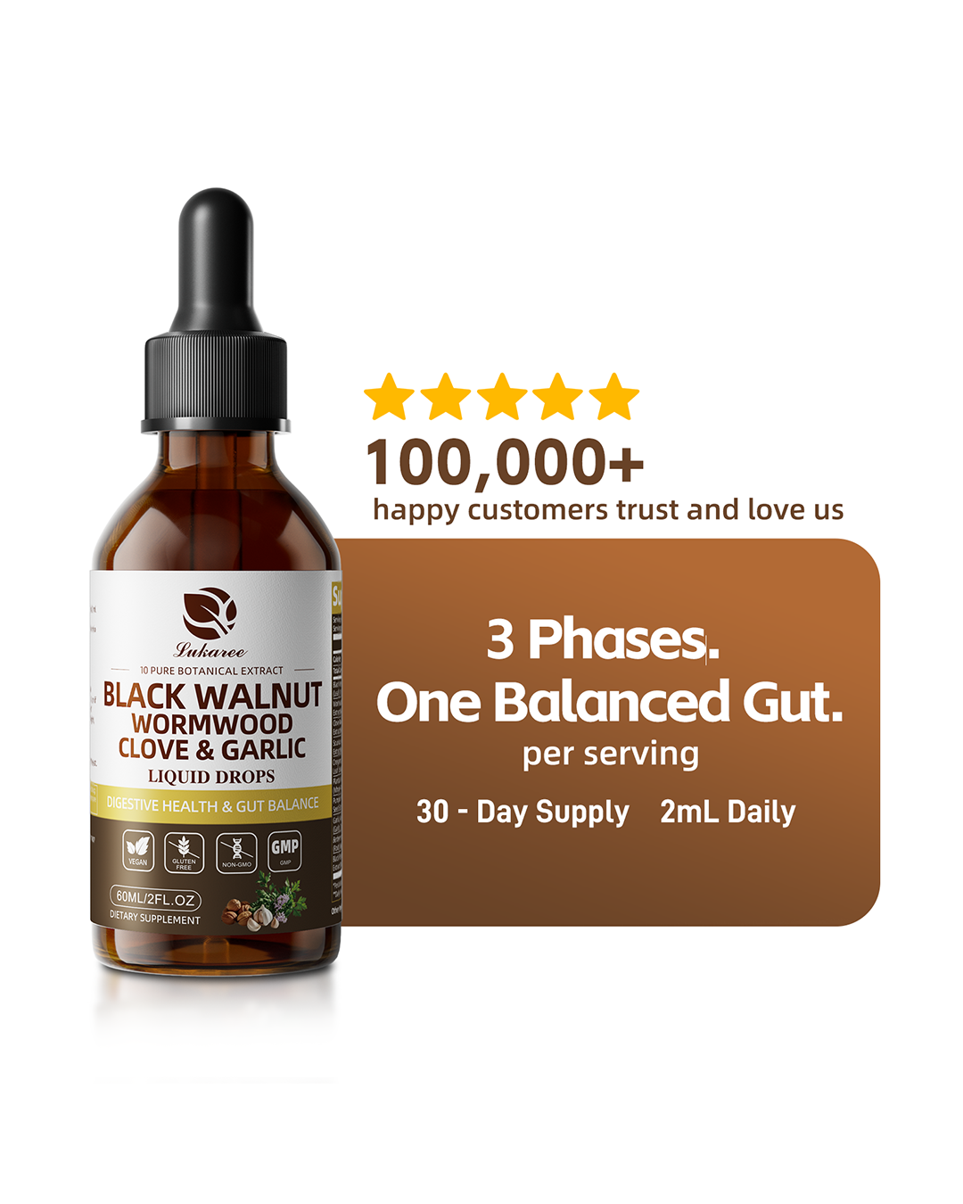 Black Walnut & Wormwood Drops for Herbal Digestive Support • 2 fl oz (60ml)）