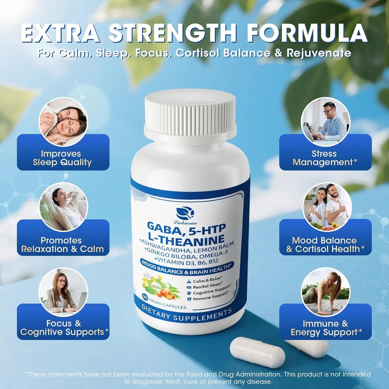 GABA Supplements 750mg Capsules  • 90 Count