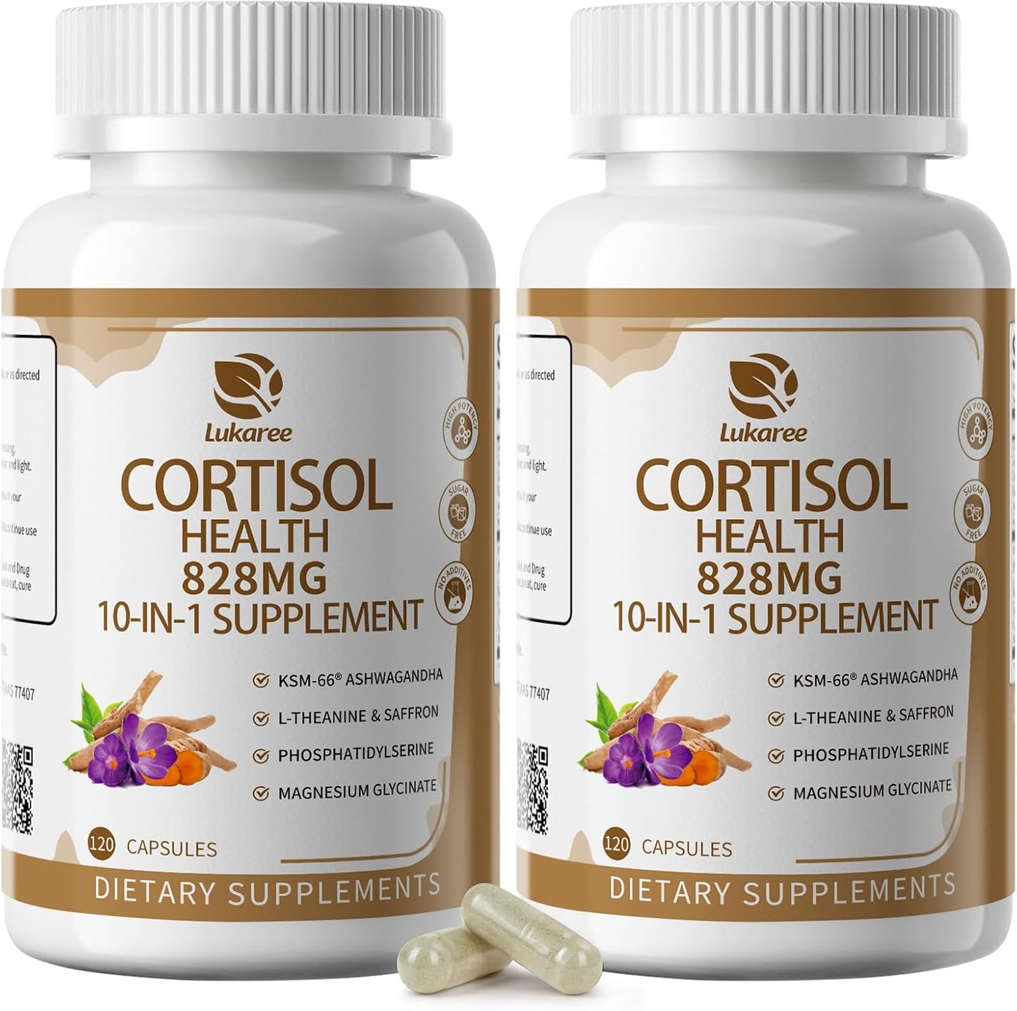 10-in-1 Cortisol Support Supplement with KSM-66® Ashwagandha & L-Theanine – Stress, Calm & Balance for Women & Men