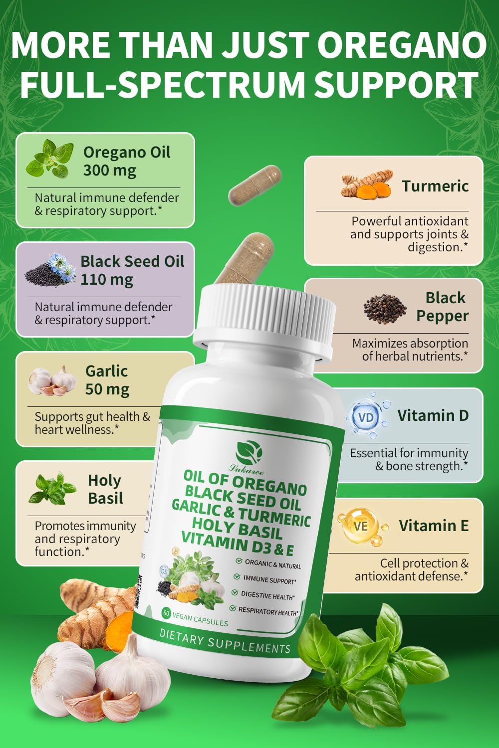 8-In-1 Organic Oil of Oregano Capsules • 60 Count