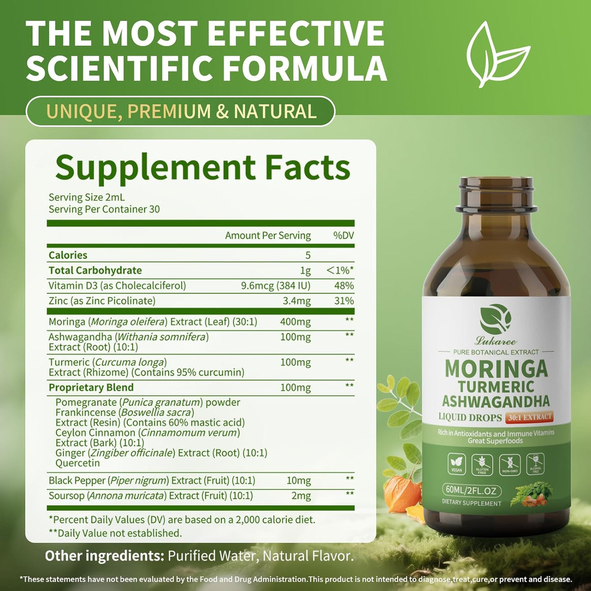 12-in-1 Liposomal Moringa Leaf Drops • 2 fl oz (2-Pack)