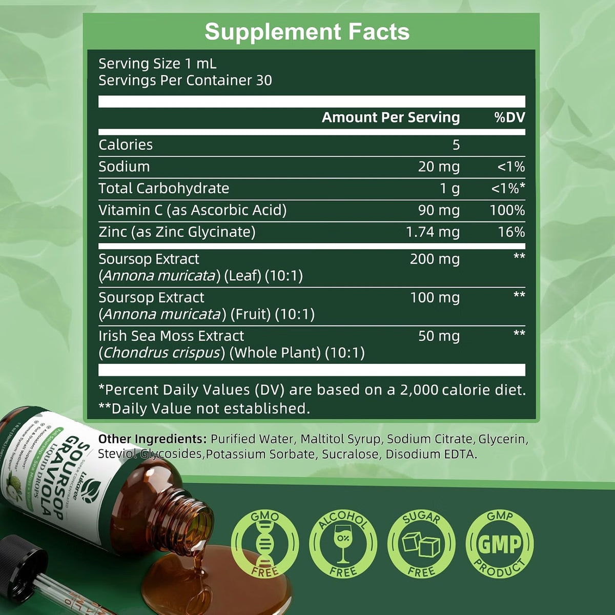 6-In-1 Soursop & Sea Moss Extract Liquid Drops • 1 fl oz (2-Pack)