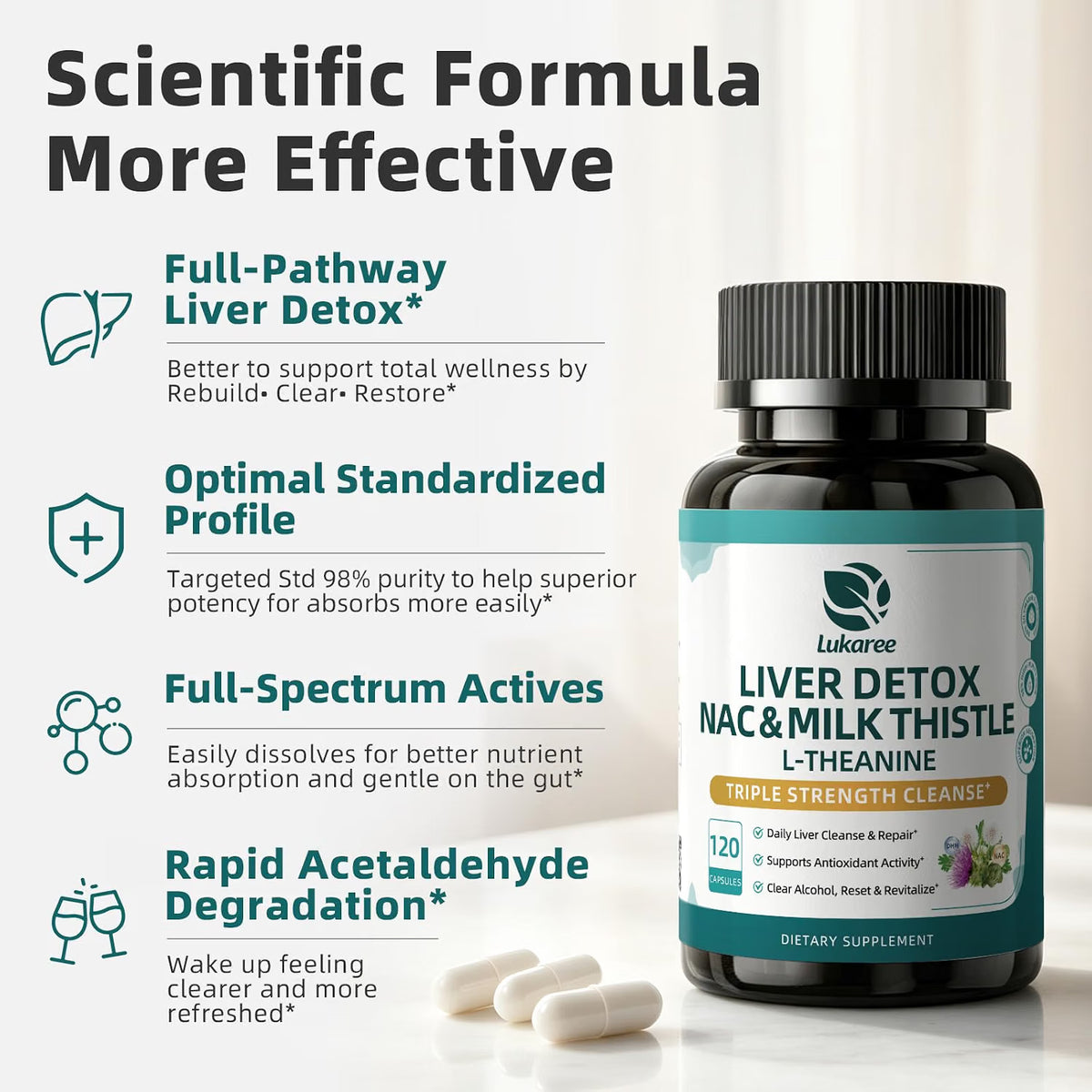 8-in-1 NAC & Milk Thistle Liver Detox Support • 120 Capsules