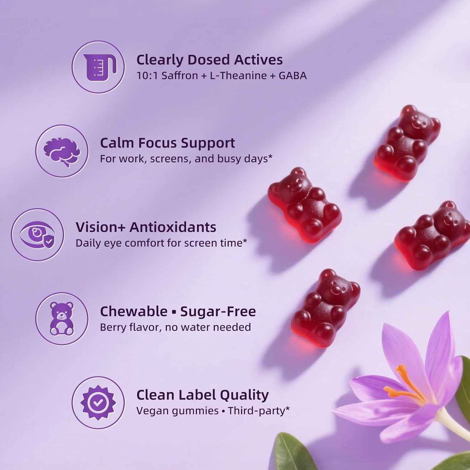 10-in-1 Saffron Gummies • Mixed Berry Flavor