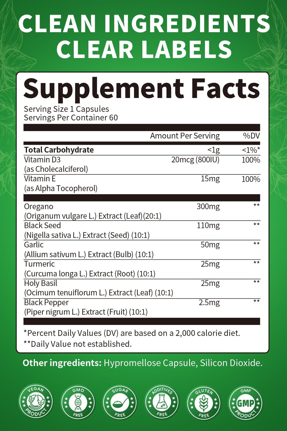 8-In-1 Organic Oil of Oregano Capsules • 60 Count
