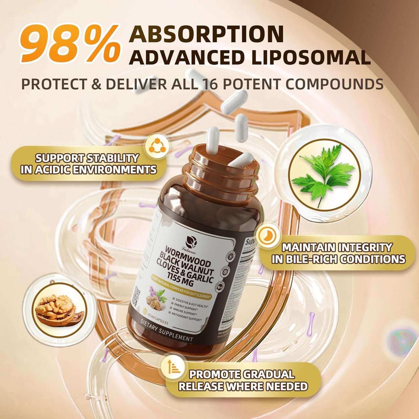 16-in-1 Wormwood & Black Walnut Capsules – 2 Bottles (120 Capsules)
