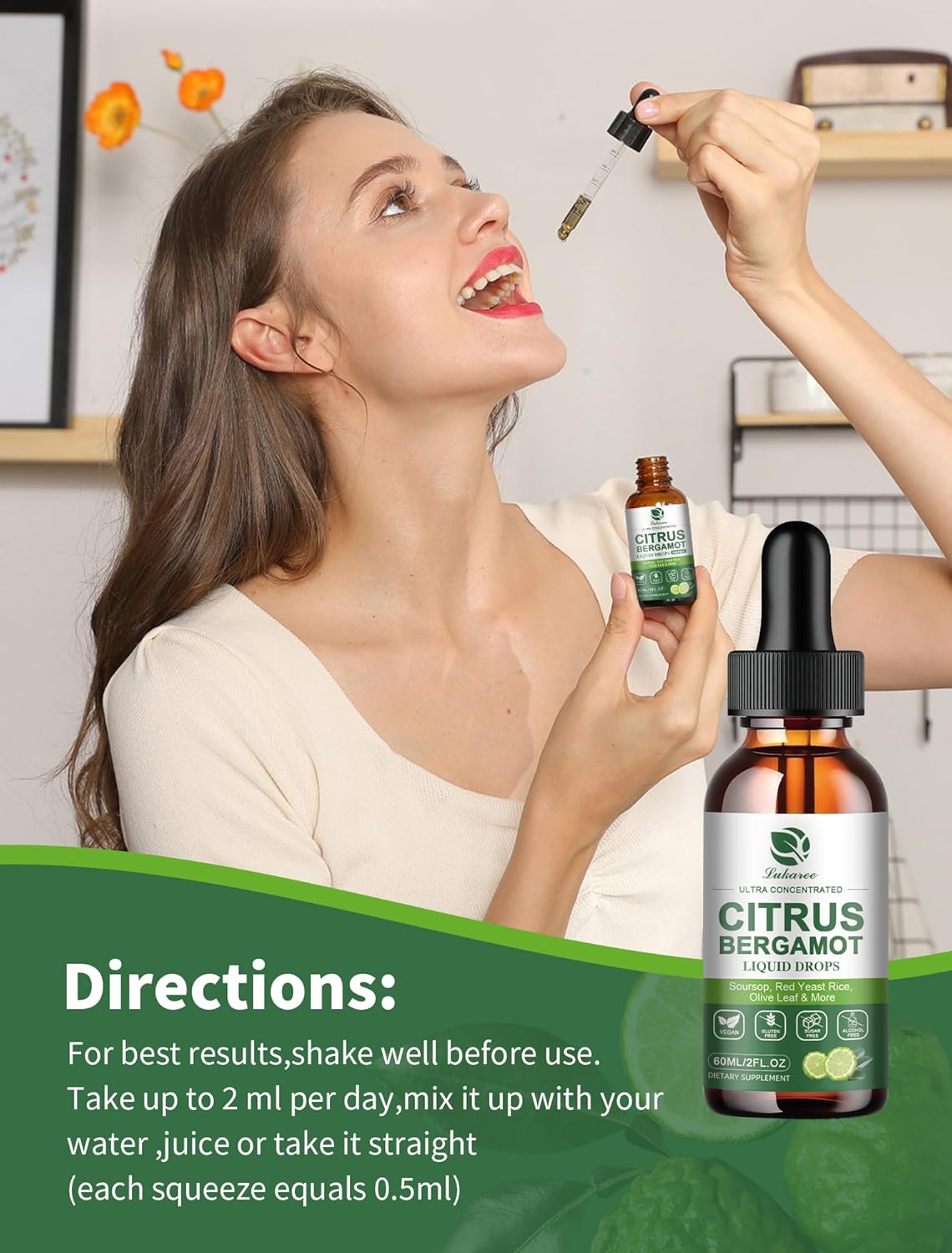 Lukaree Citrus Bergamot Liquid Drops – 6-Herb Heart, Natural Cholesterol & Heart Health Support