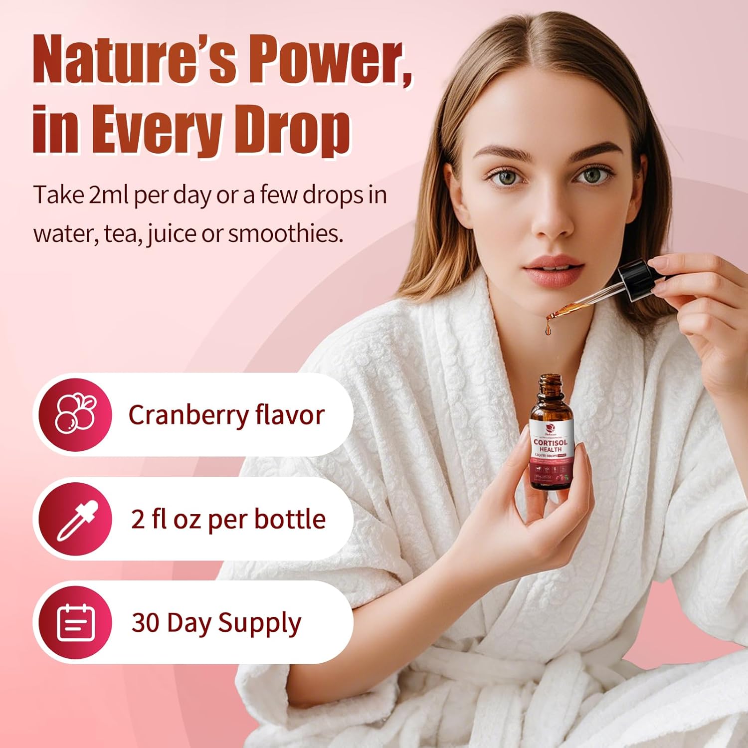 Vegan cortisol drops with L-theanine, chamomile, and kava kava in 2oz bottle