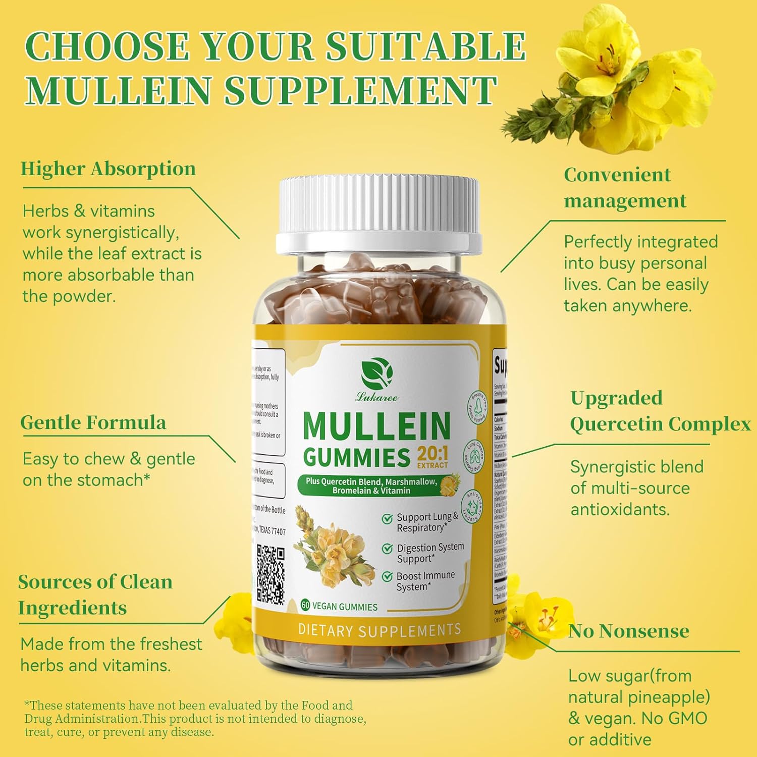 20 in 1 Mullein Gummies • 60 Count (2-Pack)