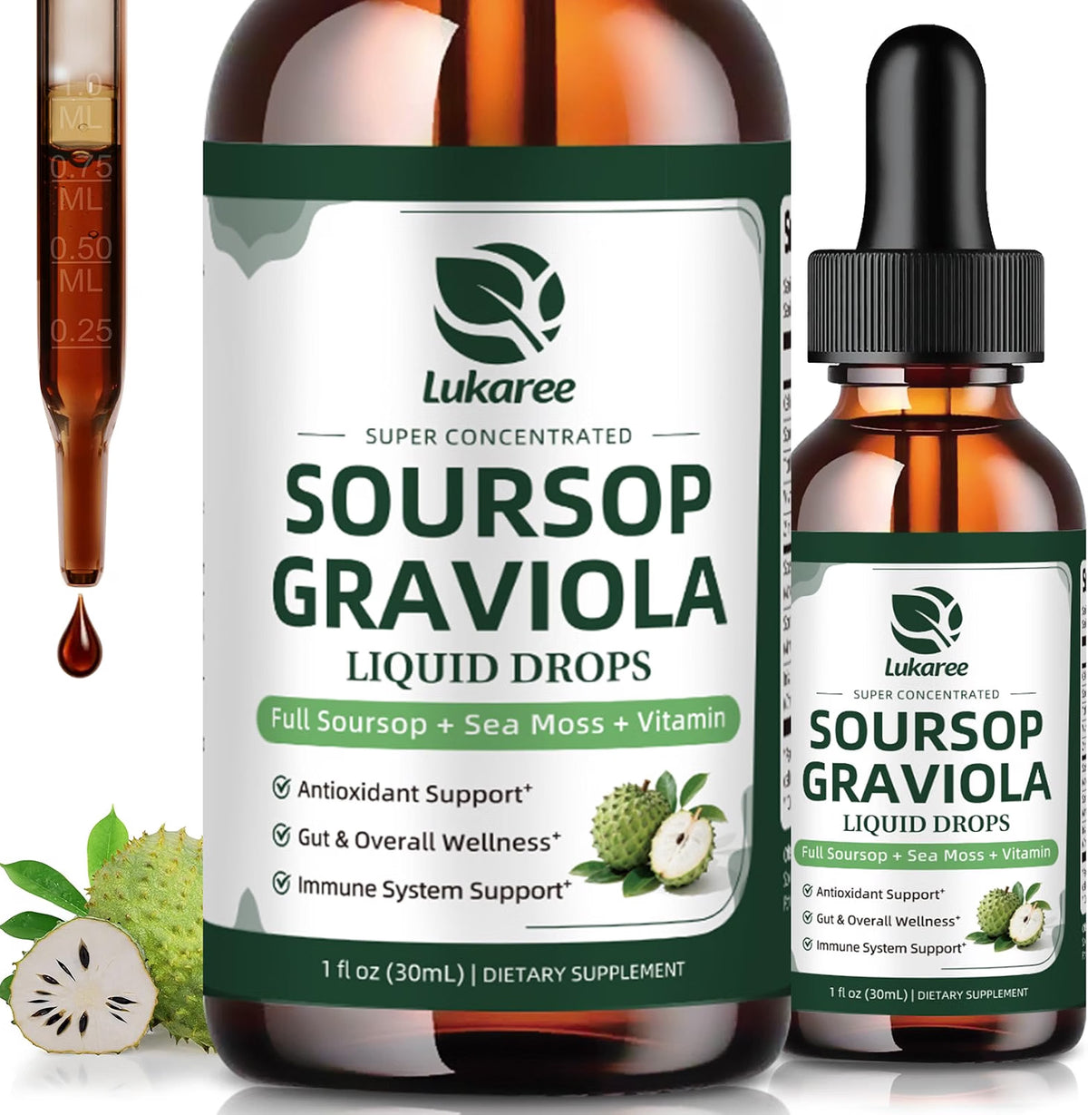 6-In-1 Soursop & Sea Moss Extract Liquid Drops • 1 fl oz (2-Pack)