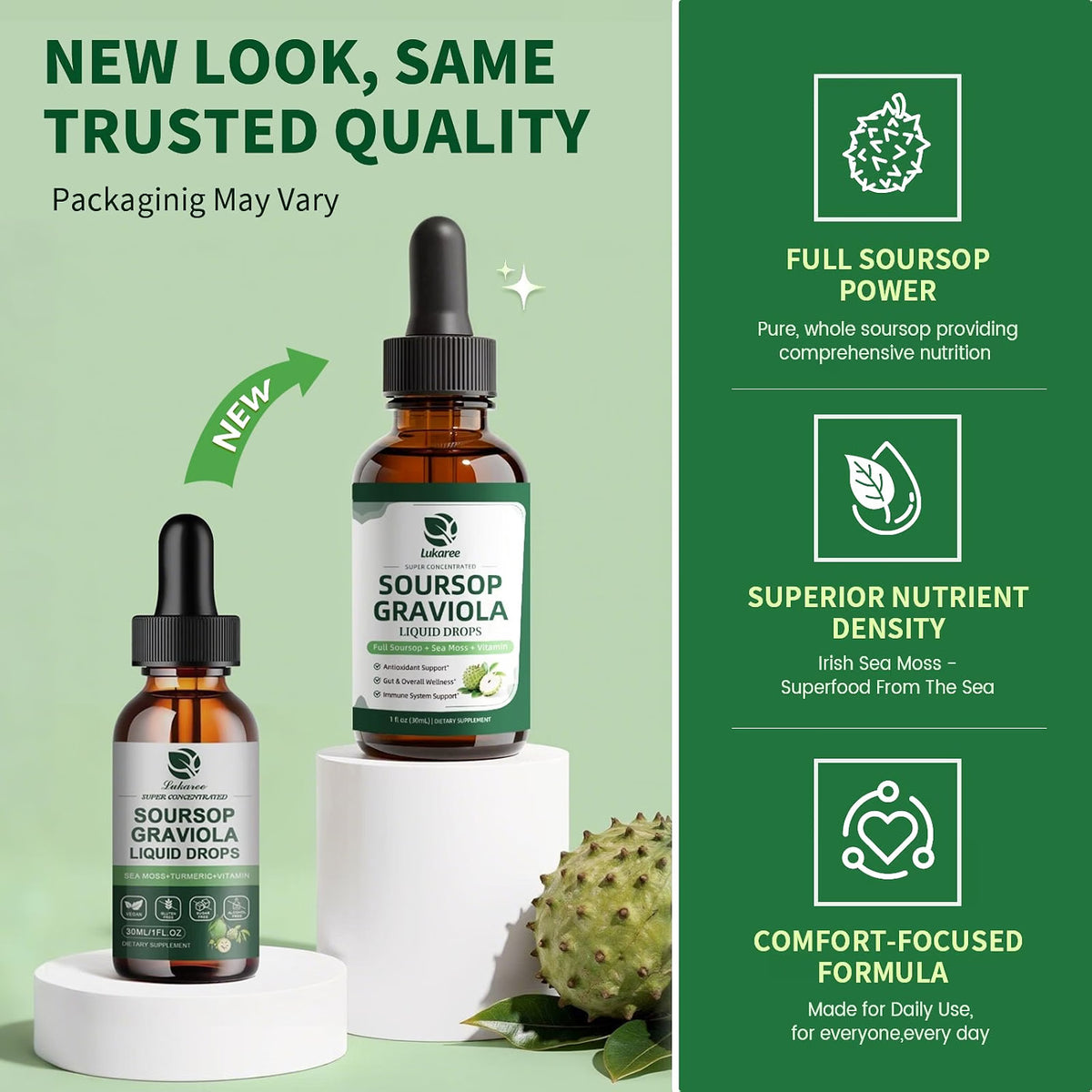 6-In-1 Soursop & Sea Moss Extract Liquid Drops • 1 fl oz (2-Pack)