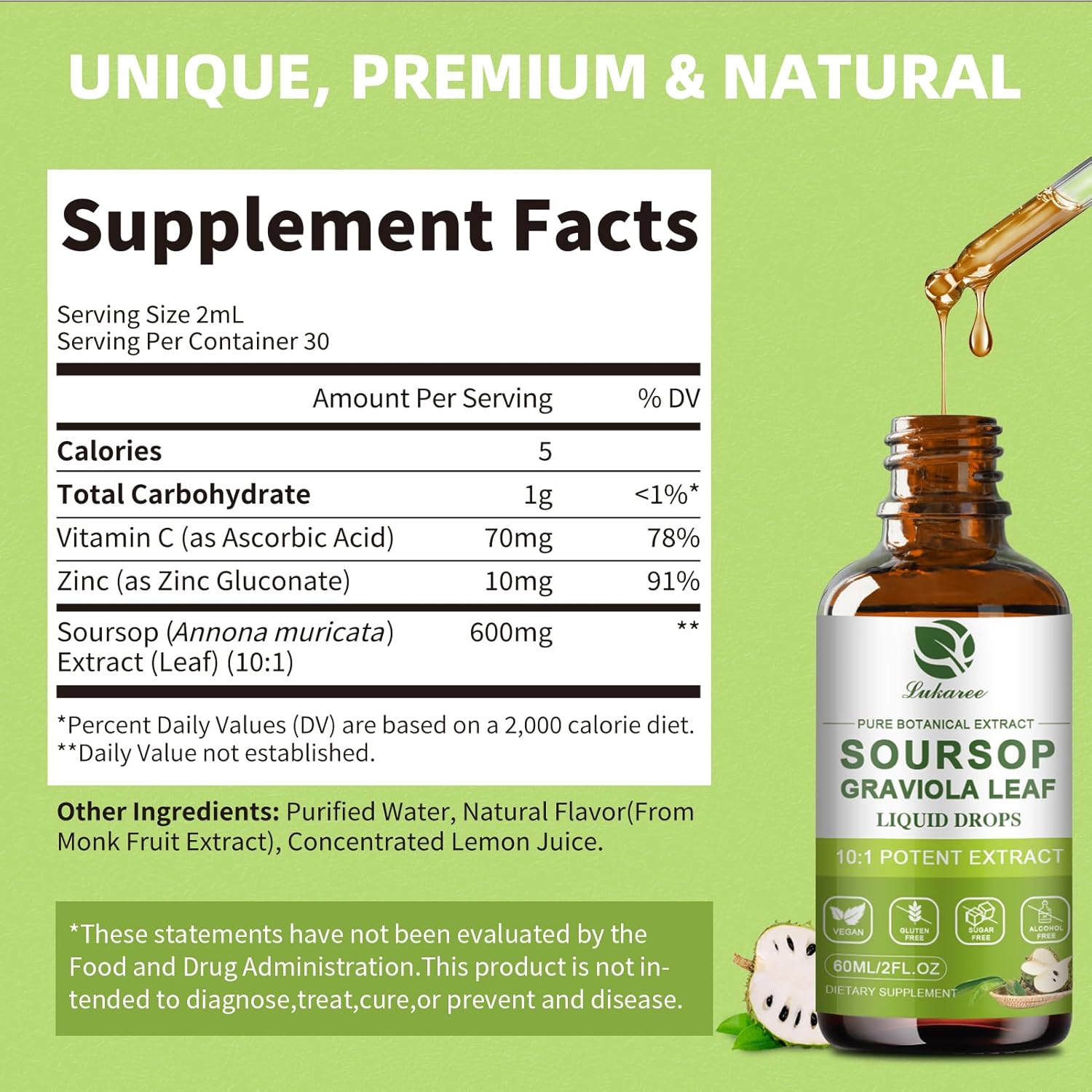 Pure Soursop Leaf Immune Support Drops • 2 fl oz (60ml)