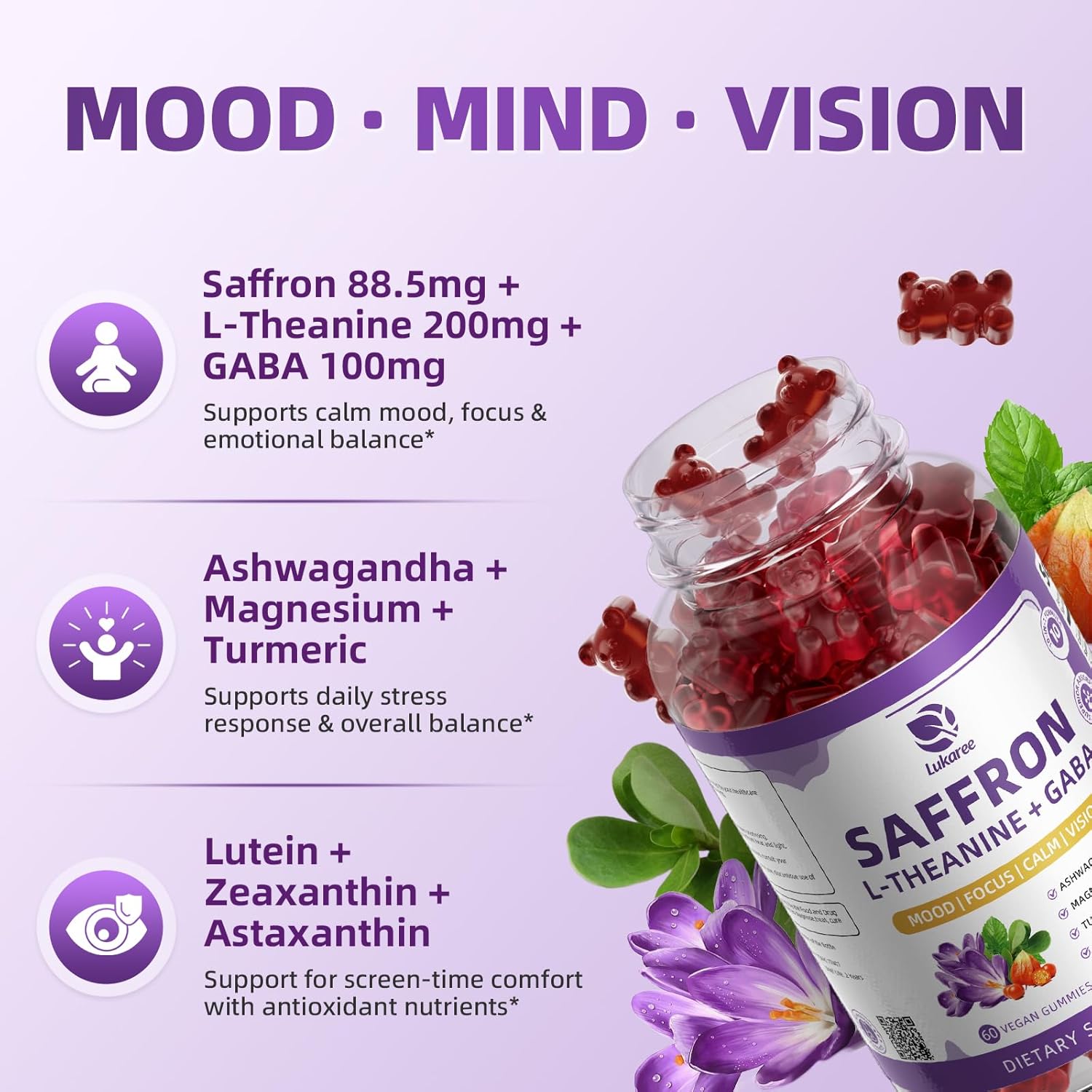 10-in-1 Saffron Gummies • Mixed Berry Flavor