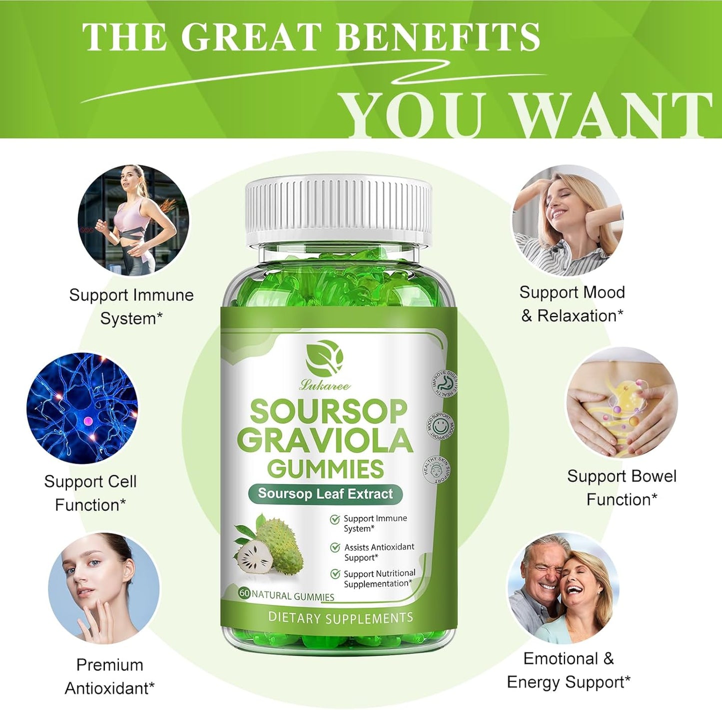(2 Pack) Soursop Graviola Gummies -  for Immunity, Liver, Zzz & Antioxidant