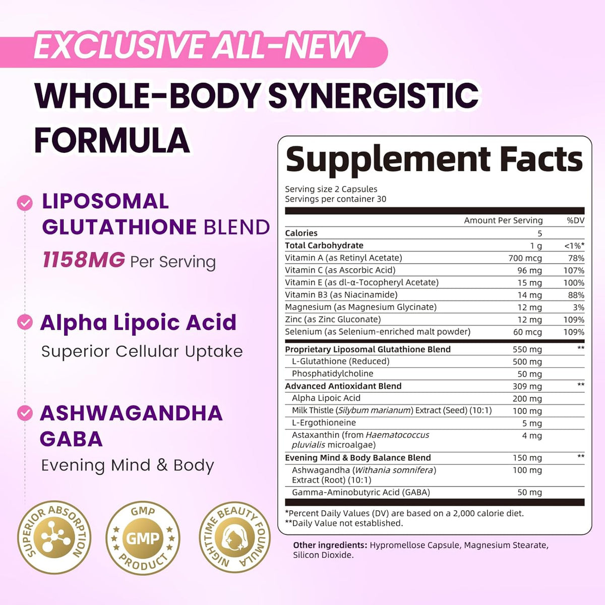 Liposomal Glutathione 500mg Complex  • 60 Capsules