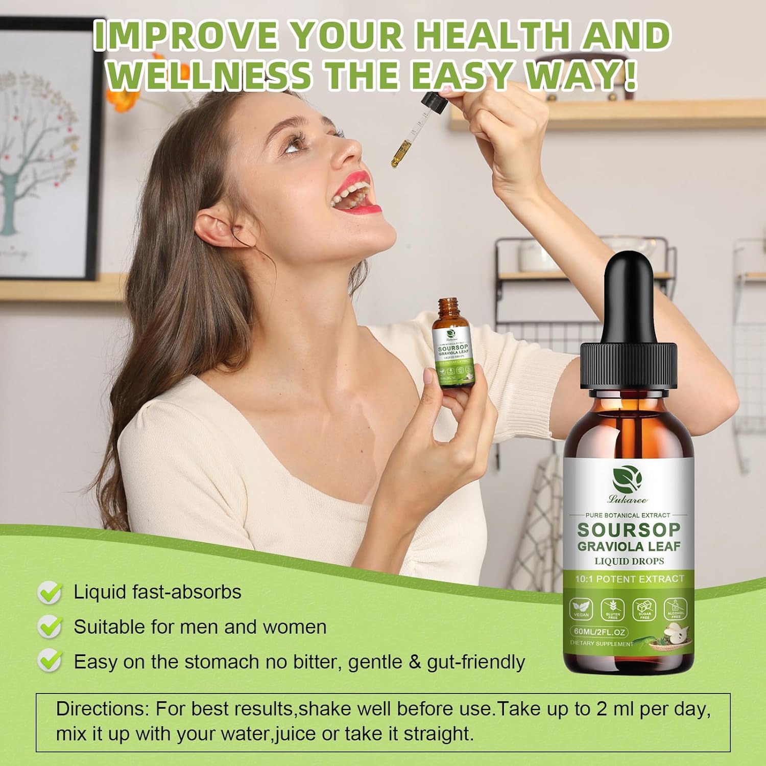 Pure Soursop Leaf Immune Support Drops • 2 fl oz (60ml)