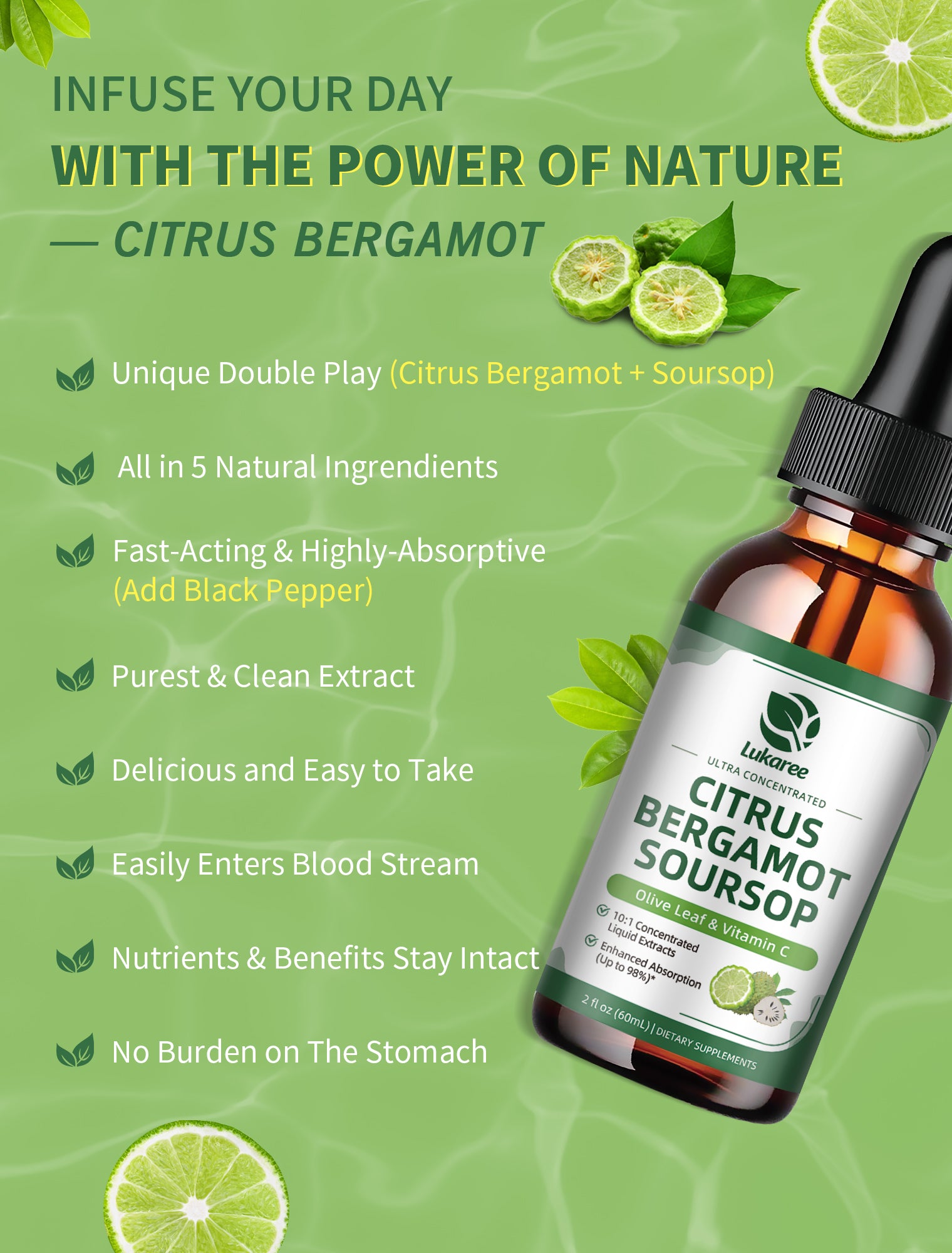 Citrus Bergamot Drops for Heart & Cholesterol Support • 2 fl oz (60ml)