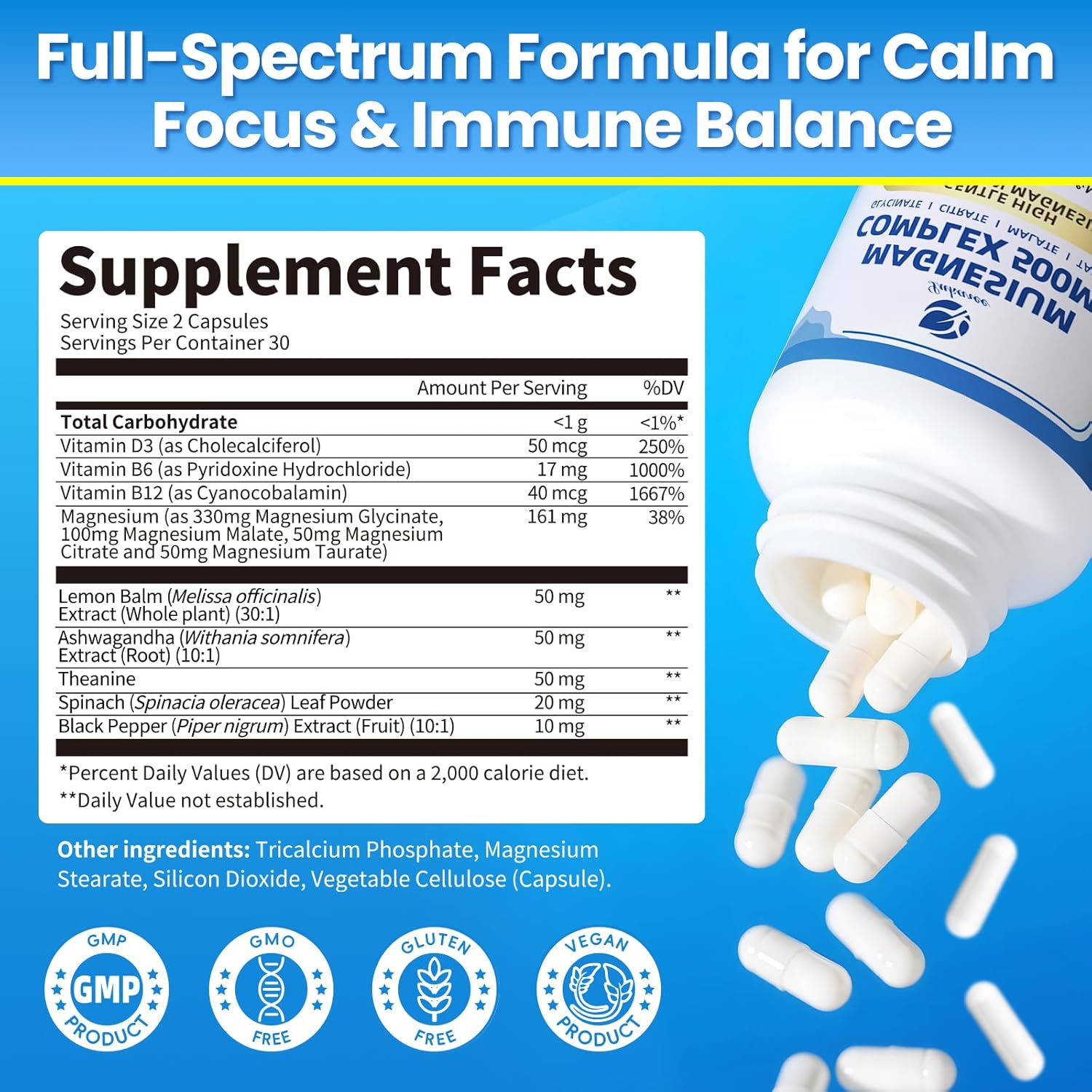 Magnesium Complex 500mg Capsules • 60 Capsules (2-Pack)