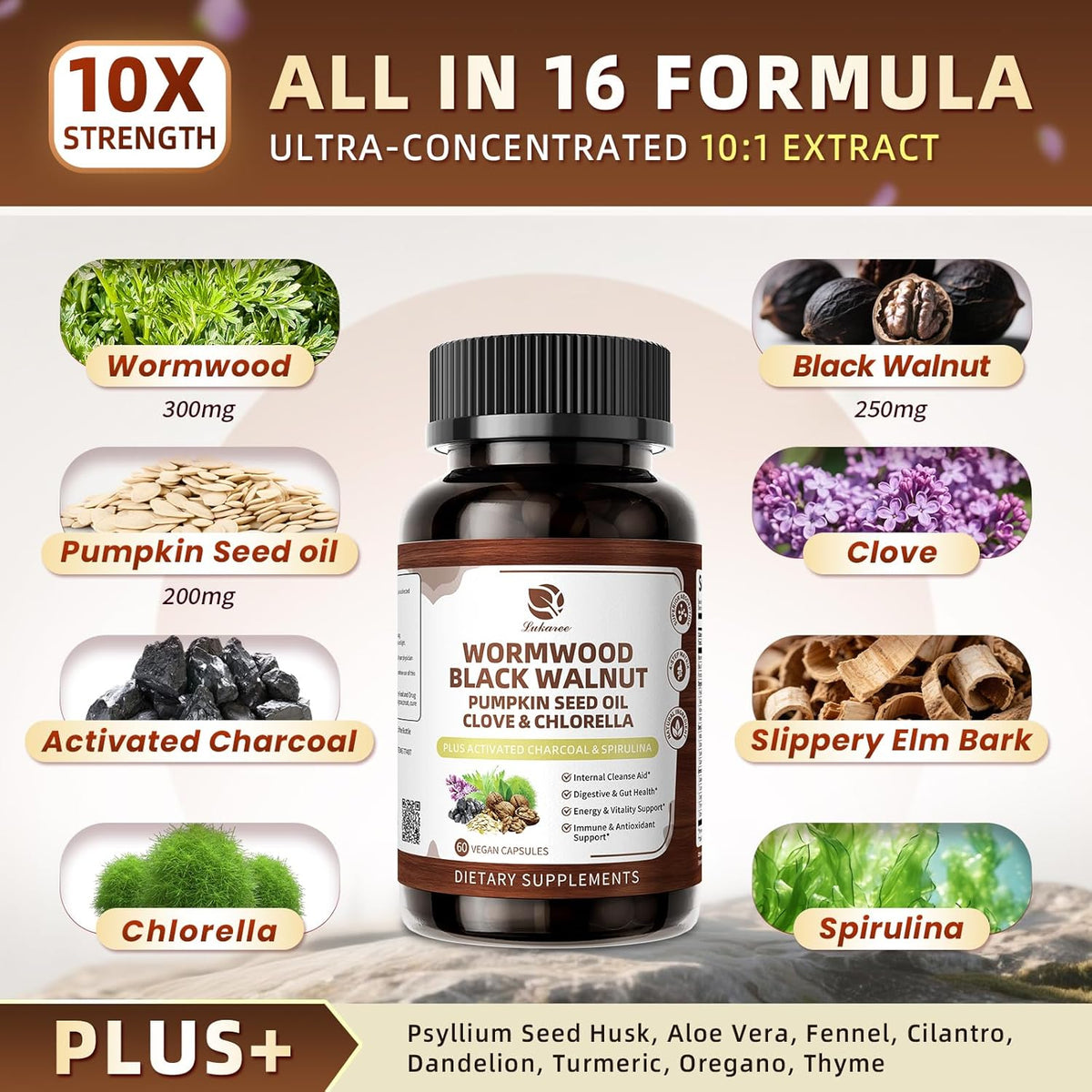 16 IN 1 Wormwood Black Walnut Complex • 60 Capsules