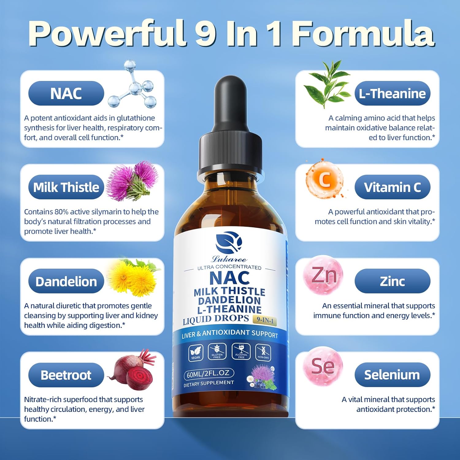 9-in-1 Liposomal NAC Drops • 2 fl oz (60ml)