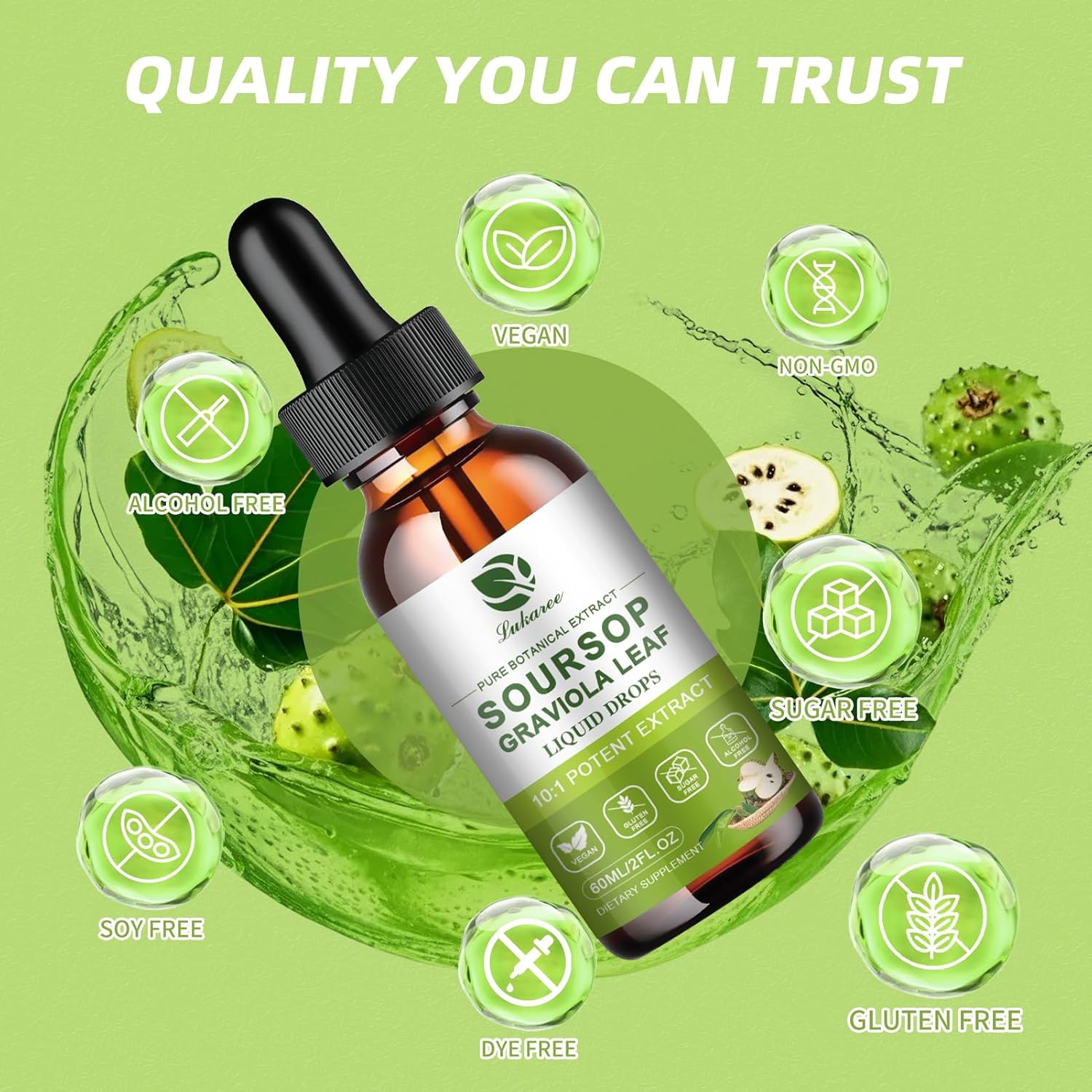 Pure Soursop Leaf Immune Support Drops • 2 fl oz (60ml)