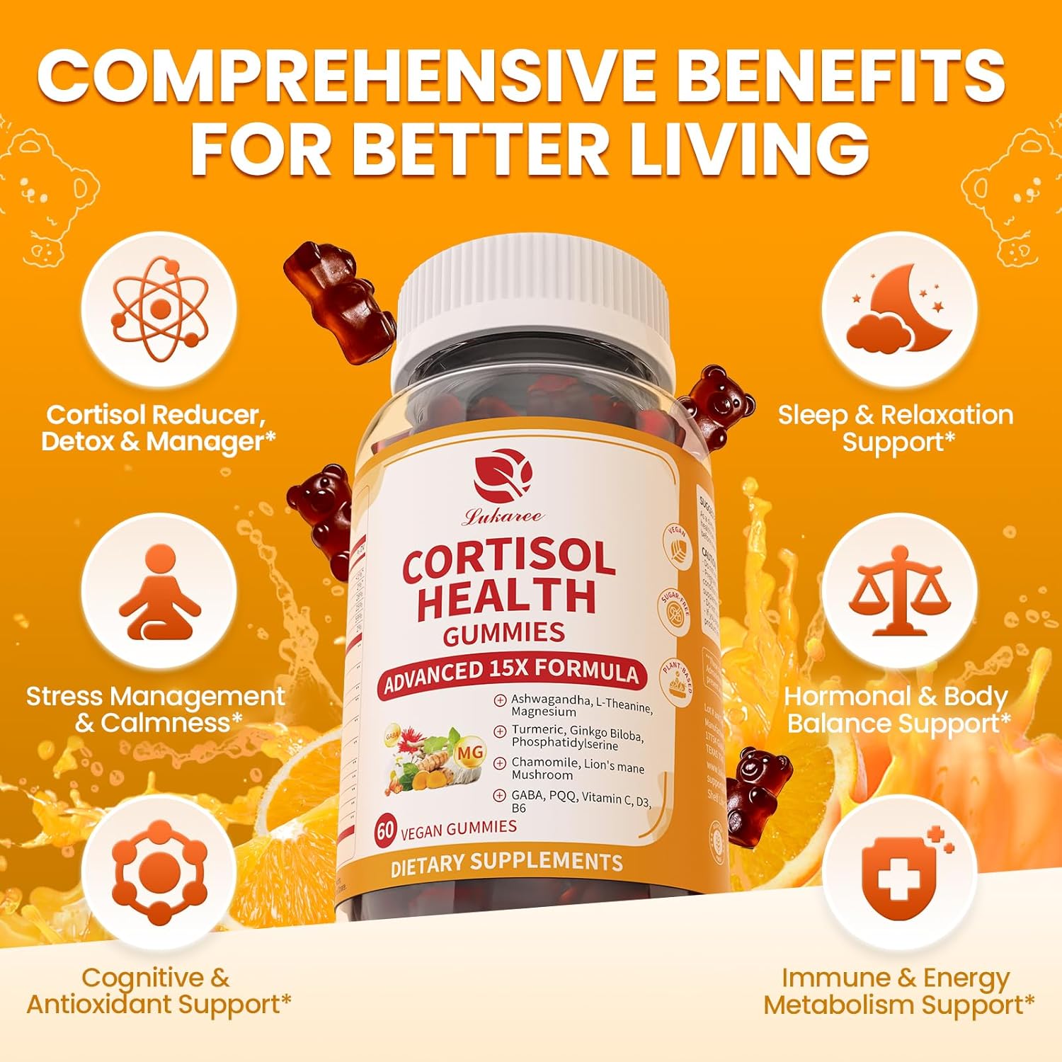 15-in-1 Cortisol Calm Gummies • 60 Count