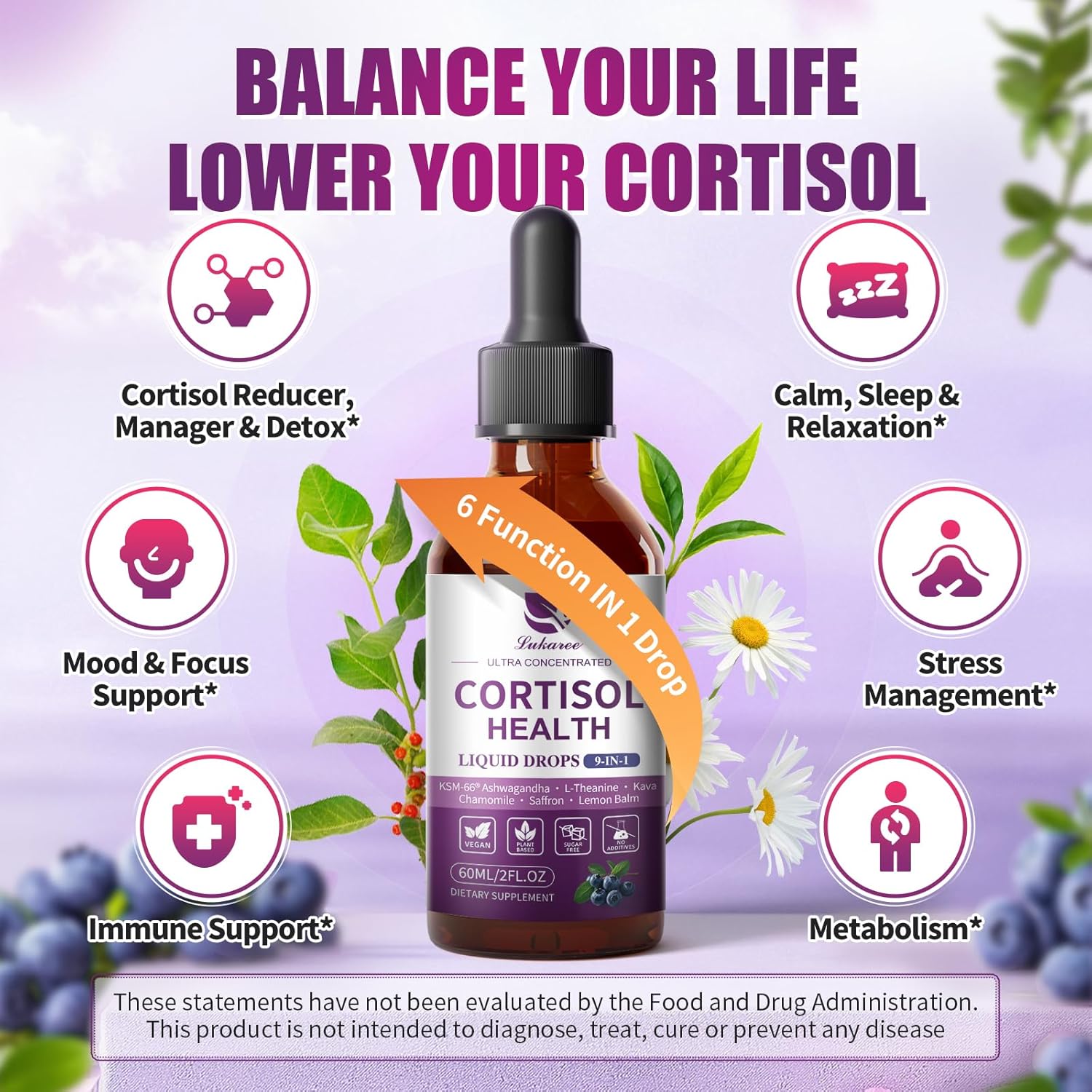 Cortisol balance Drops with KSM-66® Ashwagandha • 2 fl oz (60ml)