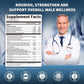 Supplement facts label for prostate health capsules showing saw palmetto, nettle, lycopene, reishi, ashwagandha, and more