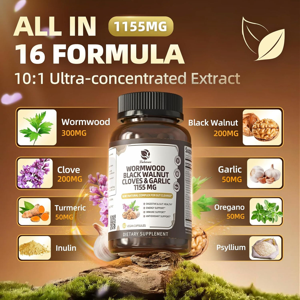 Wormwood & Black Walnut 1155 mg Complex • 60 Capsules