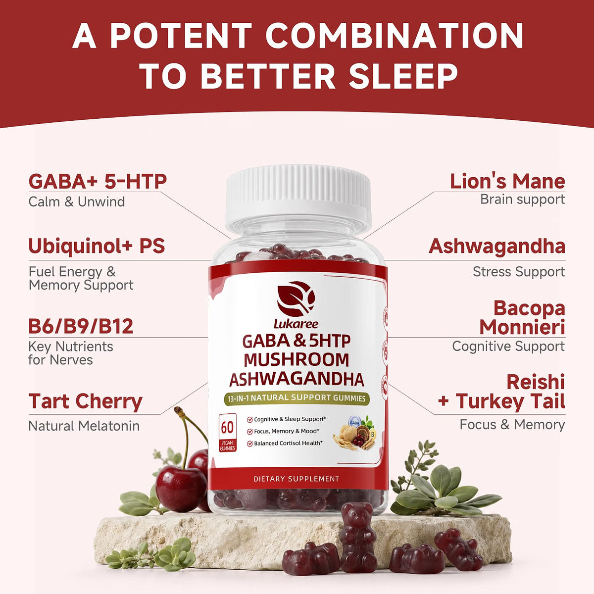 Mushroom & GABA Sleep Support Gummies • 60 Count