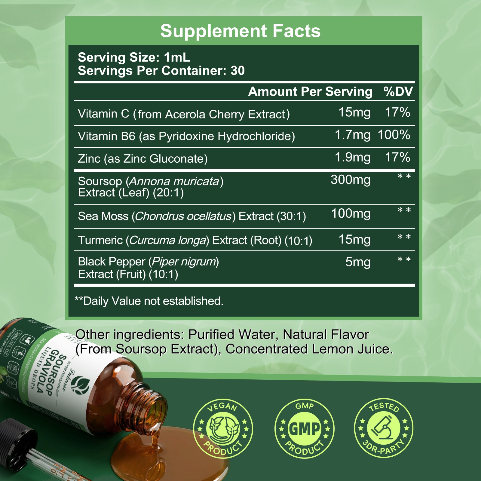 7-In-1 Soursop & Sea Moss Extract Liquid Drops • 1 fl oz (2-Pack)