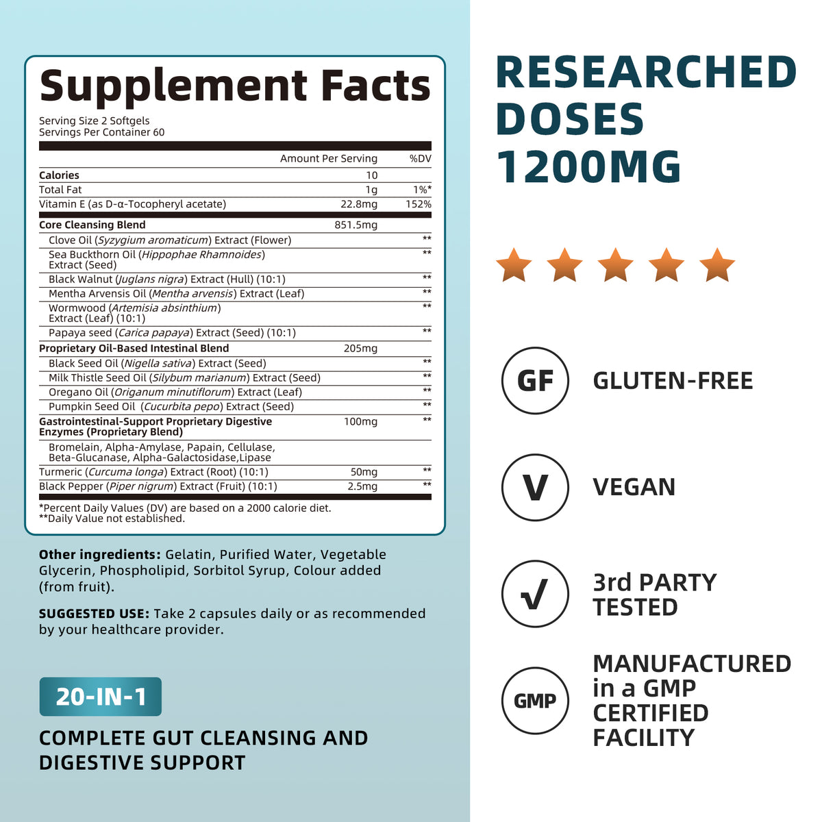 20-in-1 Clove Wormwood Black Walnut Softgels • 120 Count