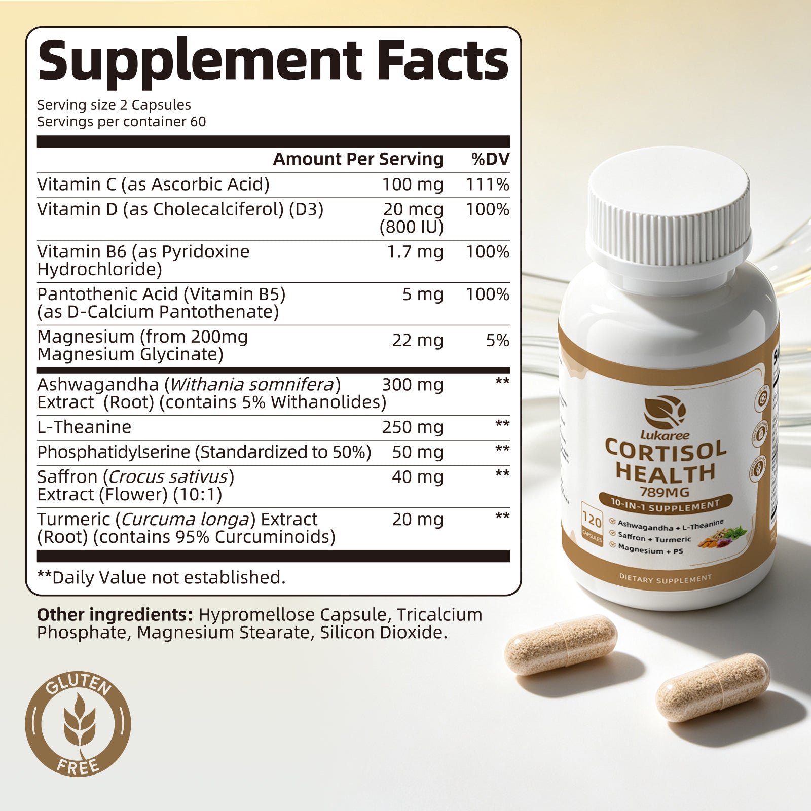 10-in-1 Cortisol Health Support • 120 Capsules