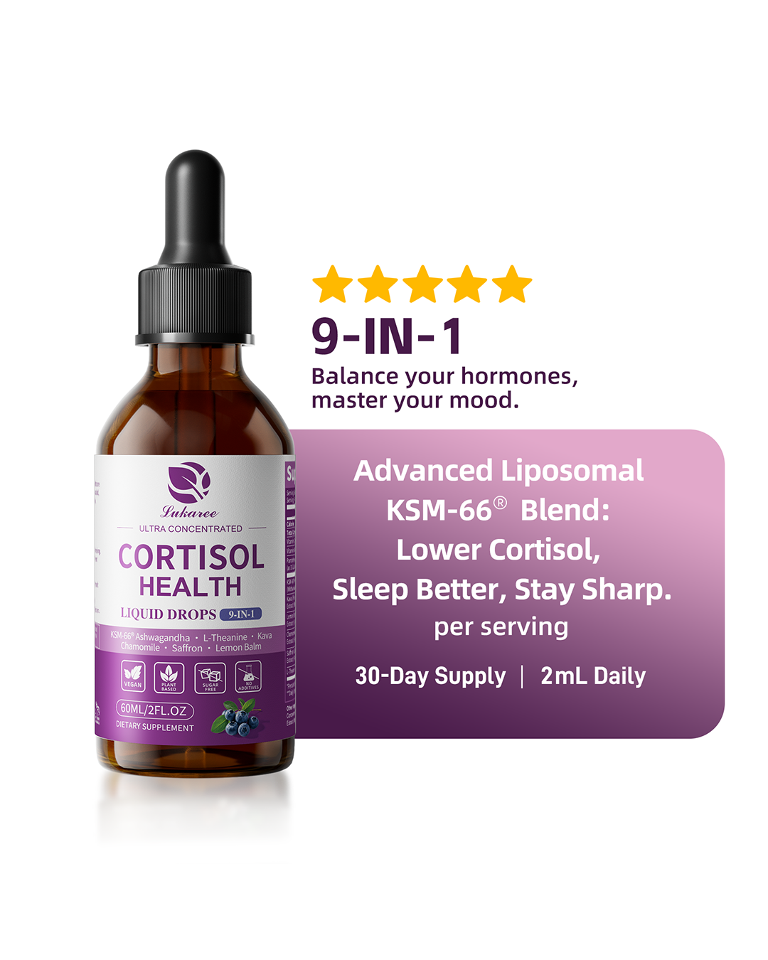 Cortisol balance Drops with KSM-66® Ashwagandha • 2 fl oz (60ml)