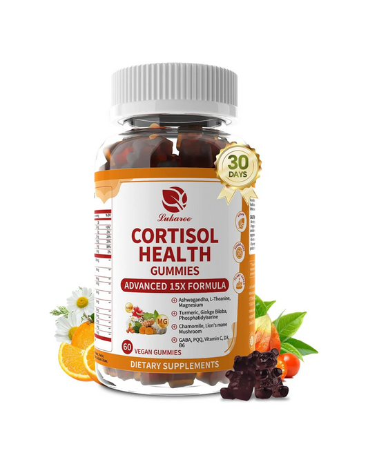 Lukaree 15-in-1 Cortisol Calm Gummies – Stress, Mood & Sleep Support | Vegan & Sugar-Free (60 Gummies)