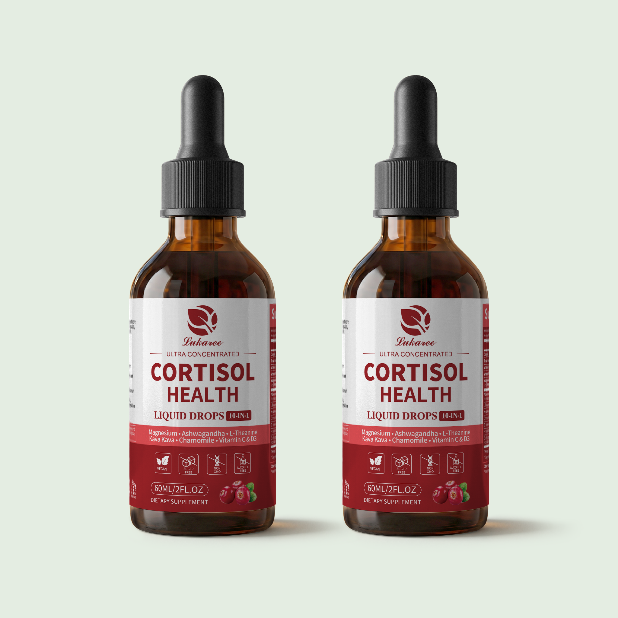 10-in-1 Cortisol Support Drops – Cranberry Flavor • 2 fl oz (60ml)