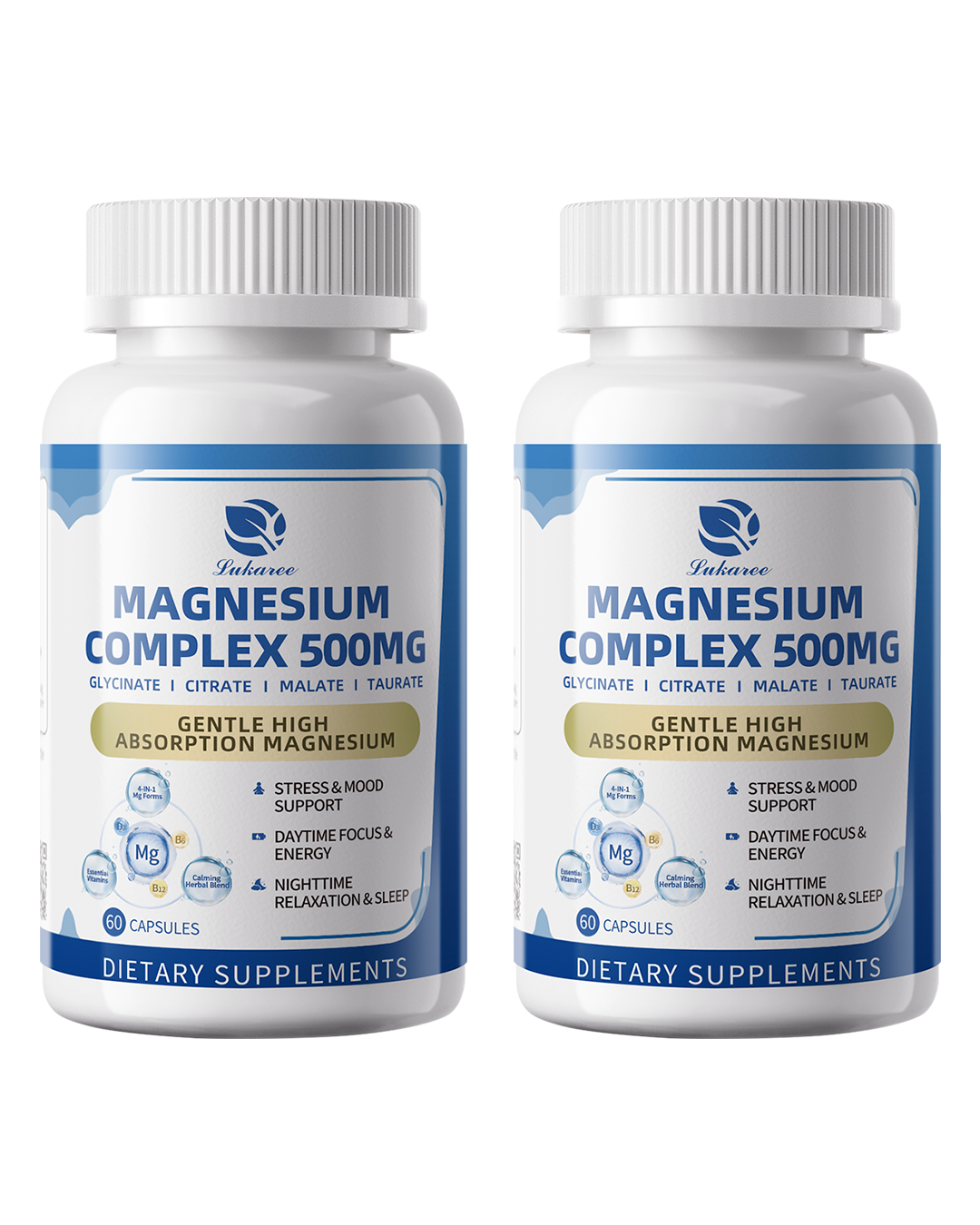 Lukaree 4-in-1 Magnesium Complex 500mg High Absorption Vegan Capsules