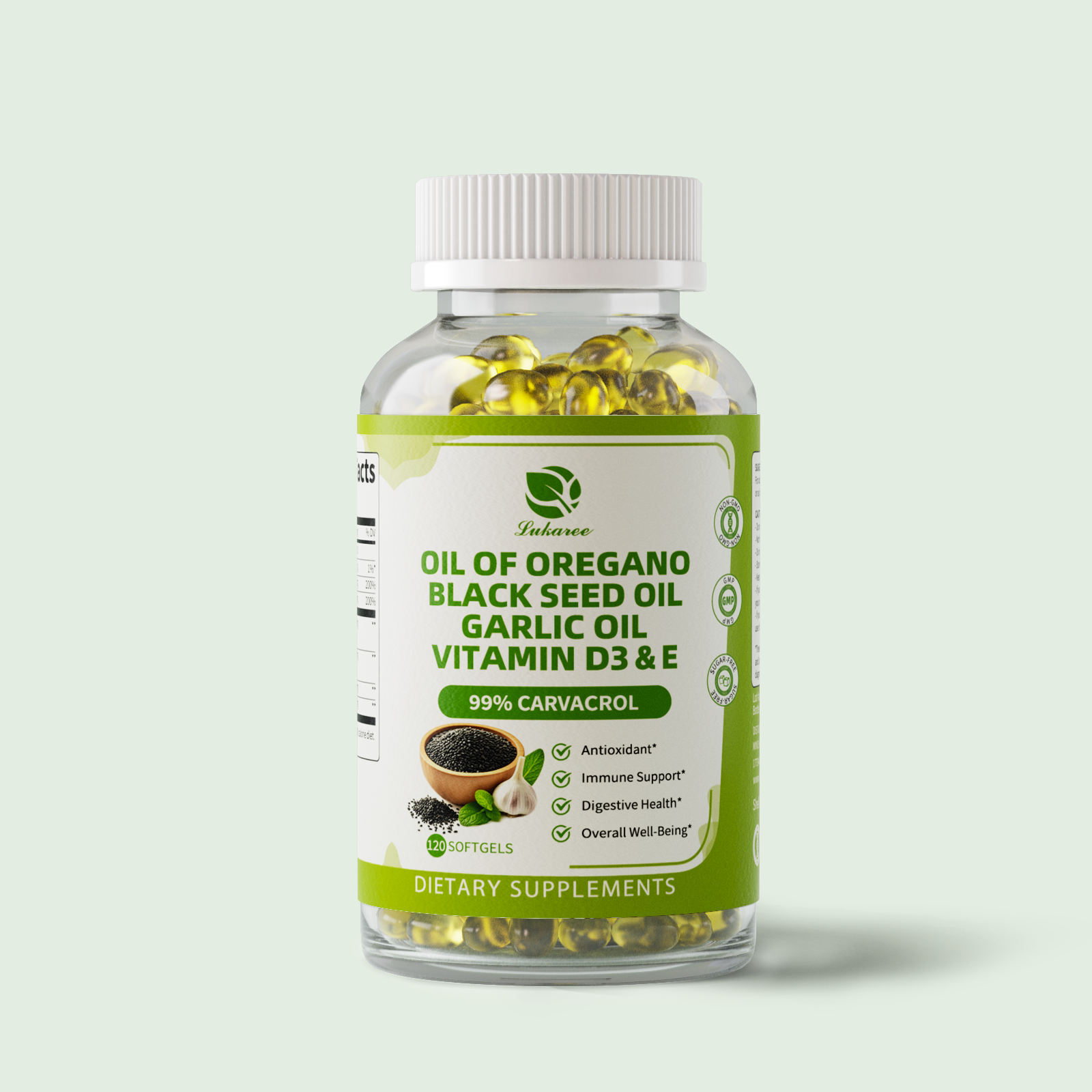 Oregano Oil Softgels with Black Seed Oil • 120 Count