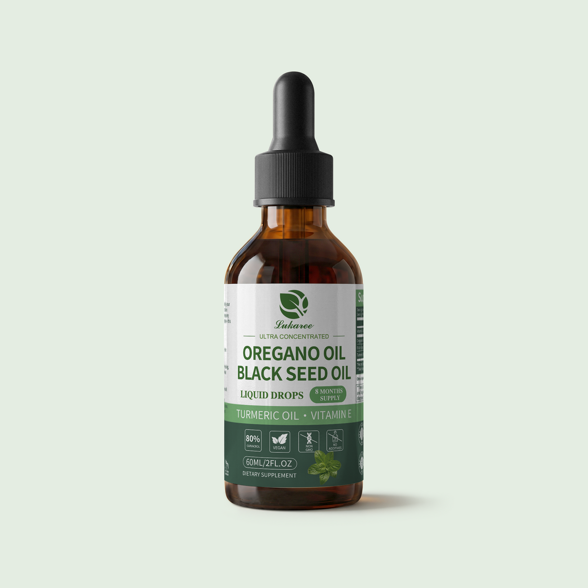 Organic Oregano Oil Drops With Black Seed Oil • 2 fl oz (60ml)